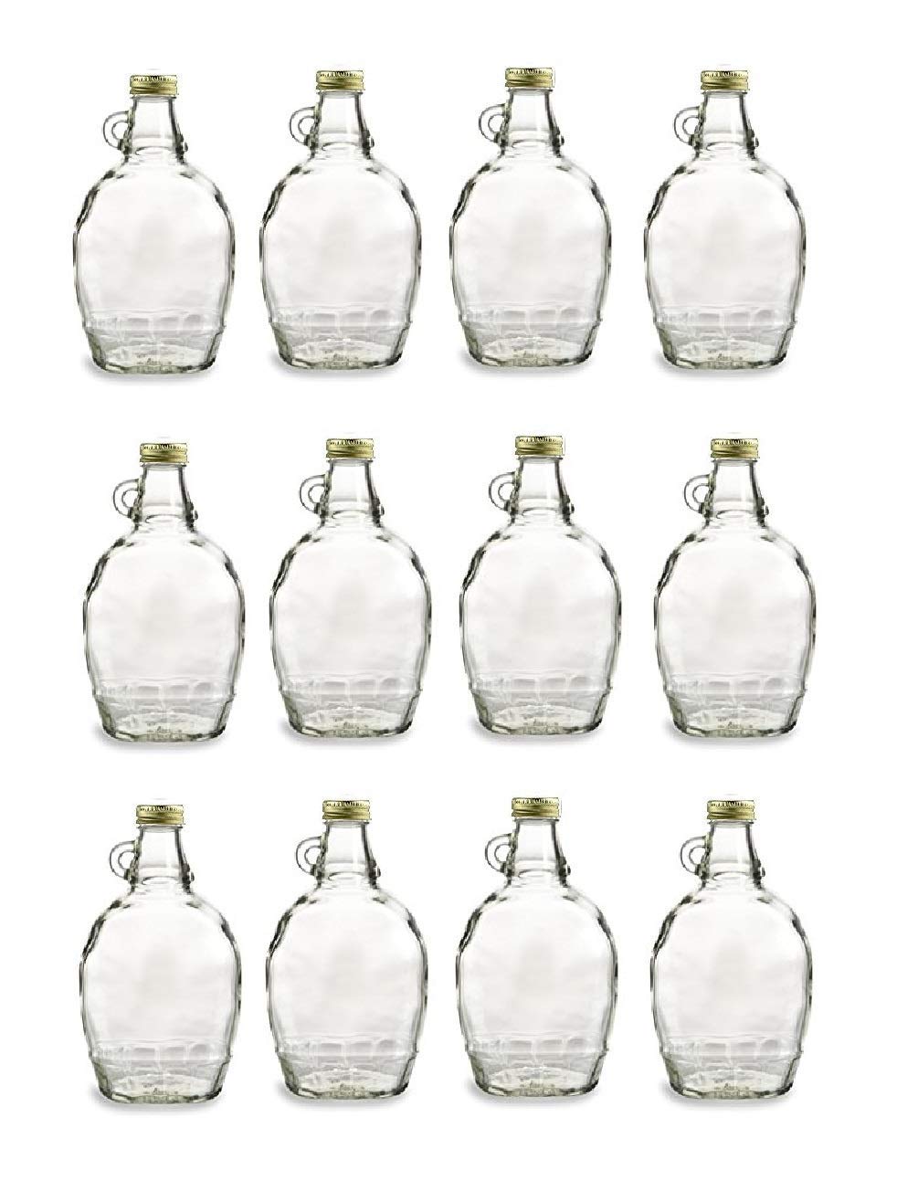 12-Pack 12oz Empty Glass Syrup Bottles with Metal Lids - Reusable Canning Jars for Maple Syrup, Honey, Olive Oil & DIY Crafts - Perfect for Home Brewing, Gift Packaging & Kitchen Storage
