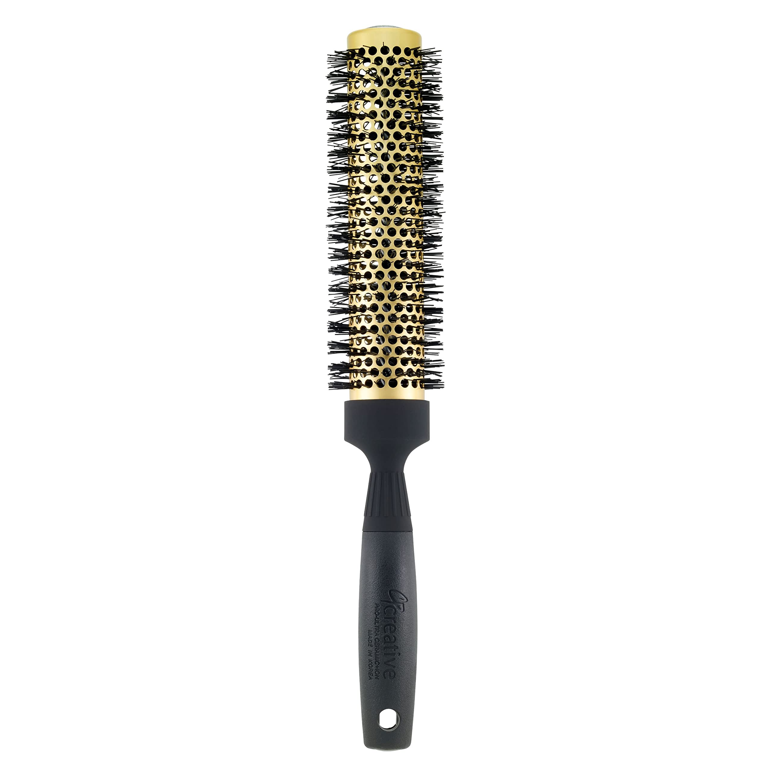 Gold Nano Ceramic 7.5 Inch Long Barrel Ionic Hair Straightener Brush - Salon Smoothing for Wavy & Curly Hair at Home