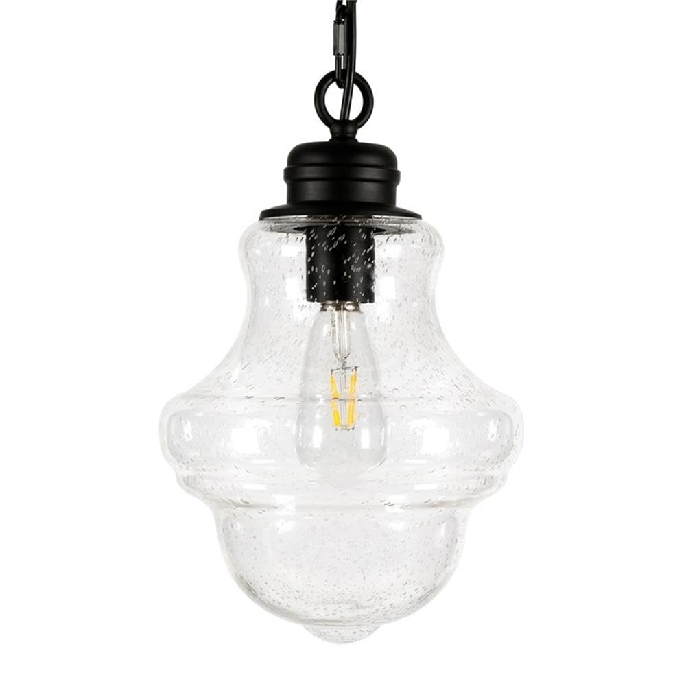 Henn&Hart 9 Inch Blackened Bronze Metal and Glass Pendant Light Fixture - Perfect for Dining Room, Kitchen Island, or Entryway Lighting