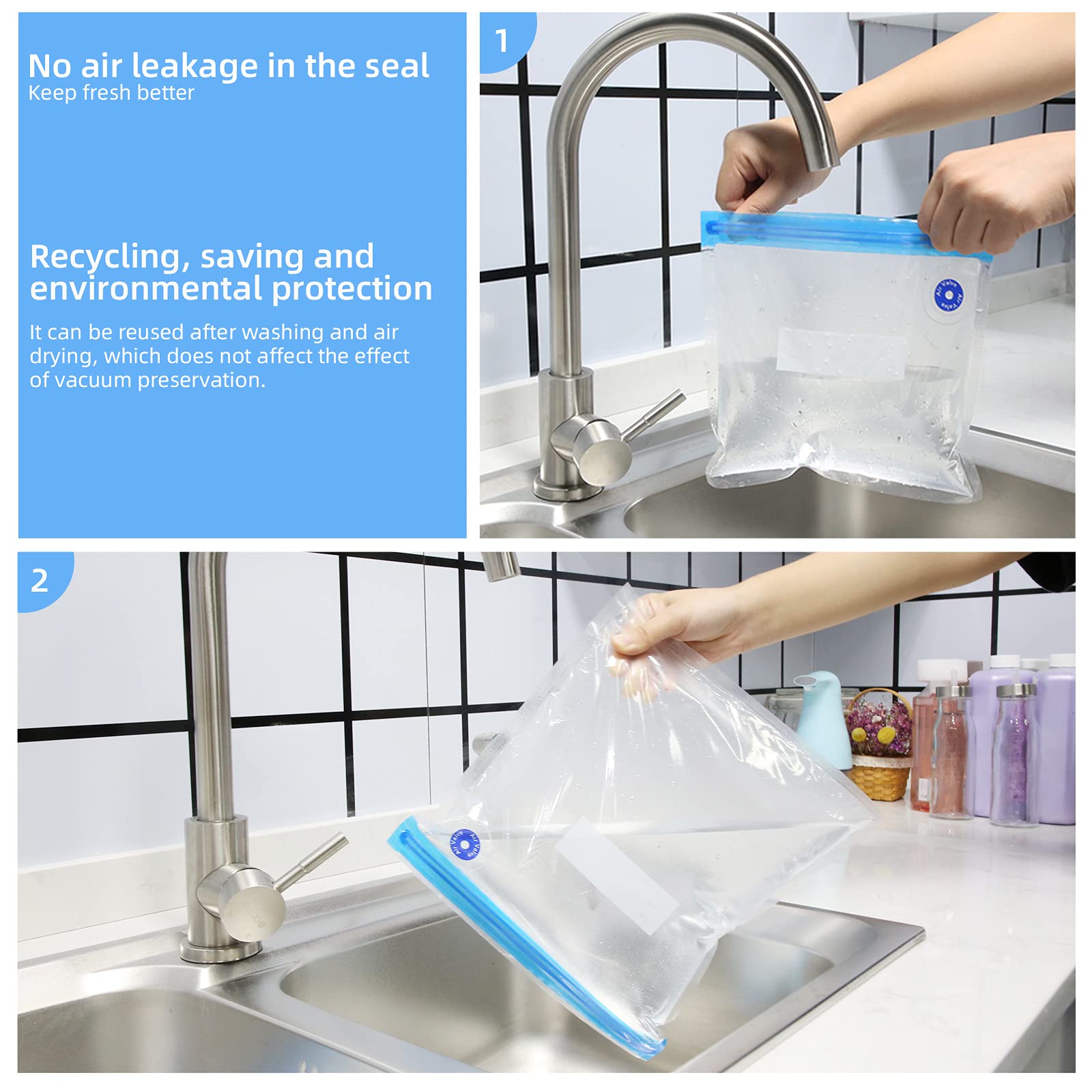 Premium Reusable Vacuum Sealer Bags - 30 Pack BPA Free Sous Vide Bags with 6 Sealing Clips (13.4x10.2 Inch) | Airtight Food Storage for Meal Prep, Freezing & Sous Vide Cooking