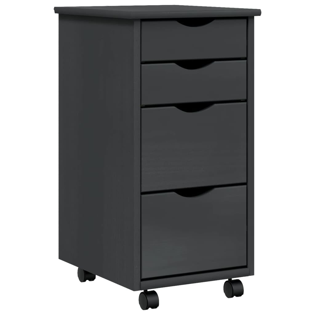 4-Drawer Rolling Dresser with Wheels - Mobile Wooden Chest Organizer for Office, Bedroom & Home - 13.4