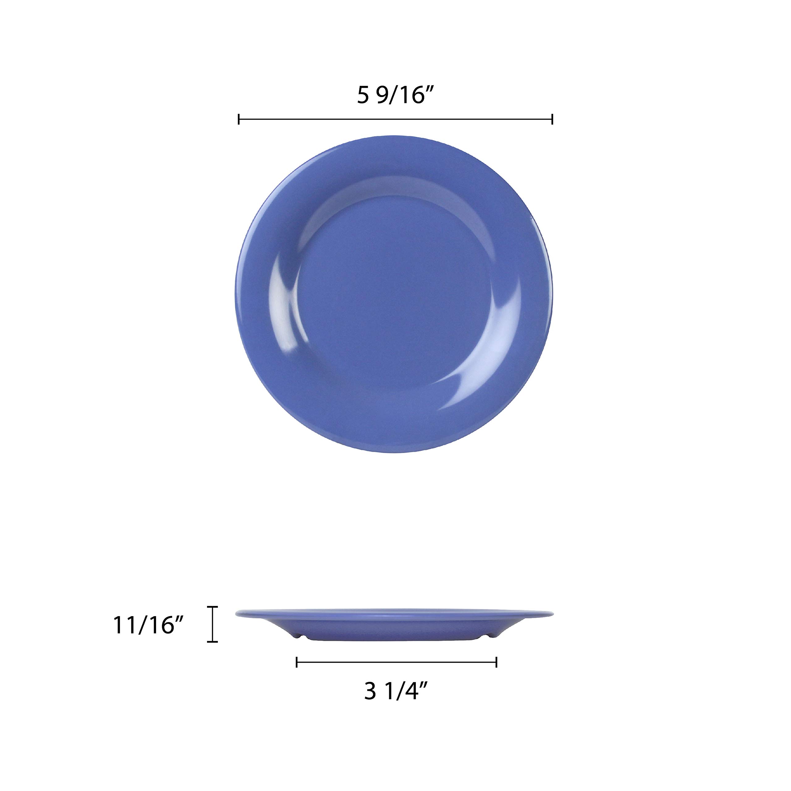 Premium Purple Melamine Dinner Plates - 5.5 Inch Wide Rim Round Plates (Set of 12) - Durable & Stylish Dishware for Restaurants, Catering, Outdoor Dining & Party Events
