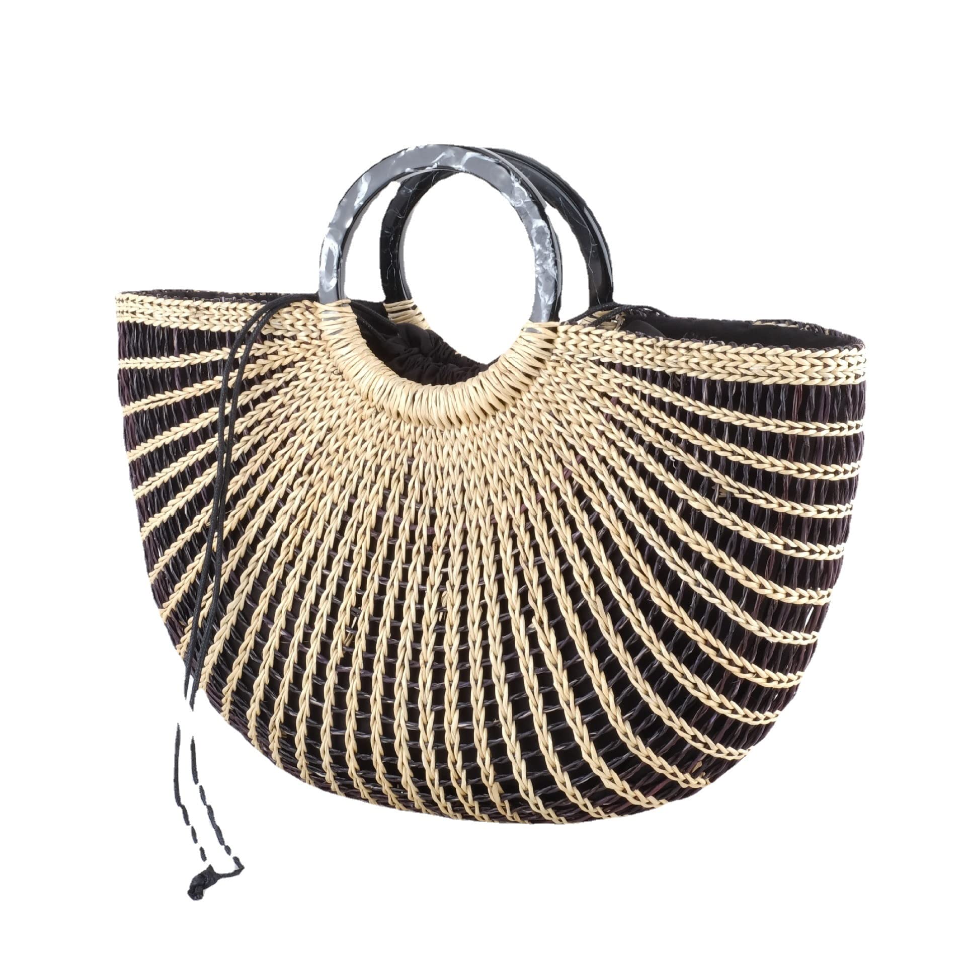 Handmade Straw Tote Bag for Women - Eco-Friendly Beach Shoulder Bag in Yellow | Perfect for Summer Outings, Vacations & Shopping