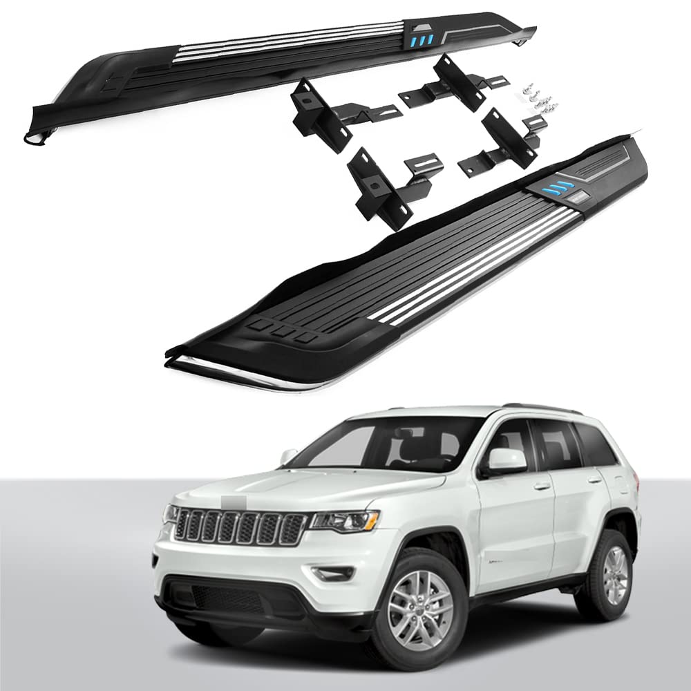 2011-2021 Jeep Grand Cherokee Side Steps Running Boards Nerf Bars - Heavy Duty Aluminum Off-Road Side Bars for Adventure & Daily Driving
