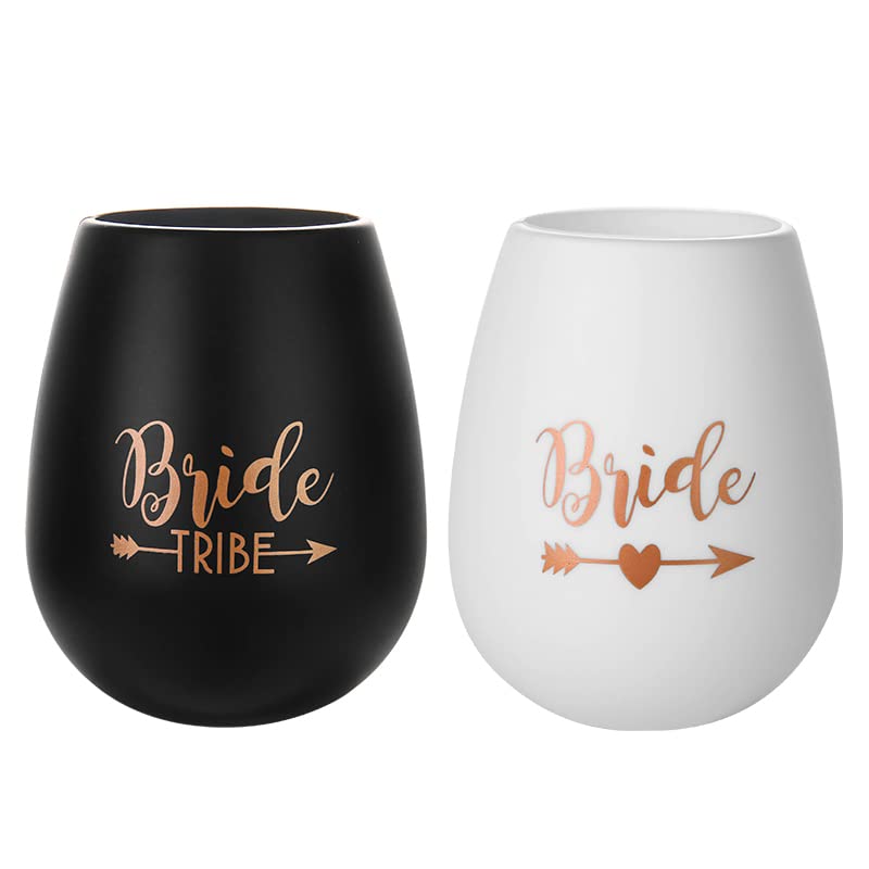 Bachelorette Party Wine Glasses - 10-Pack Silicone Cups for Bride Tribe & Bridesmaids, Wedding Party Favors & Bridal Shower Gifts (Black) - Perfect for Bachelorette Parties, Bridal Showers & Wedding Celebrations