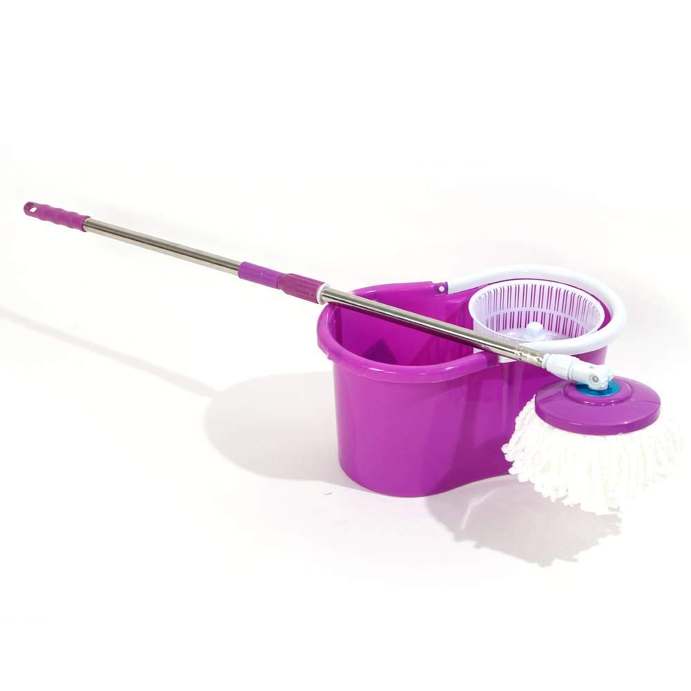 360° Spin Mop with Bucket & Dual Mop Heads - Magic Spinning Mop Cleaning System for Home, Kitchen, Hardwood & Tile Floors - Easy Floor Cleaning for Spills, Pet Hair & Stains