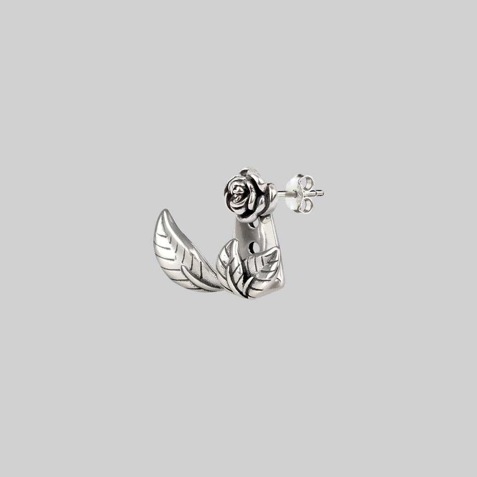 VERDURS Silver Rose & Foliage Earrings for Women - Elegant Floral Dangle Earrings for Party, Wedding & Everyday Wear