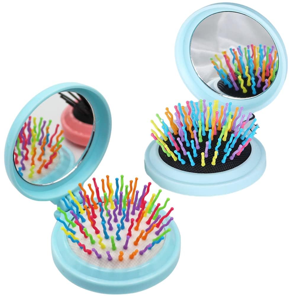 **Ayushicreationa Travel Mirror Hair Brush - Portable Pocket Hairbrush for Women & Girls, Wet & Dry Use, Multicolor (Pack of 1) - Perfect for Travel, Gym, and On-the-Go Styling**
