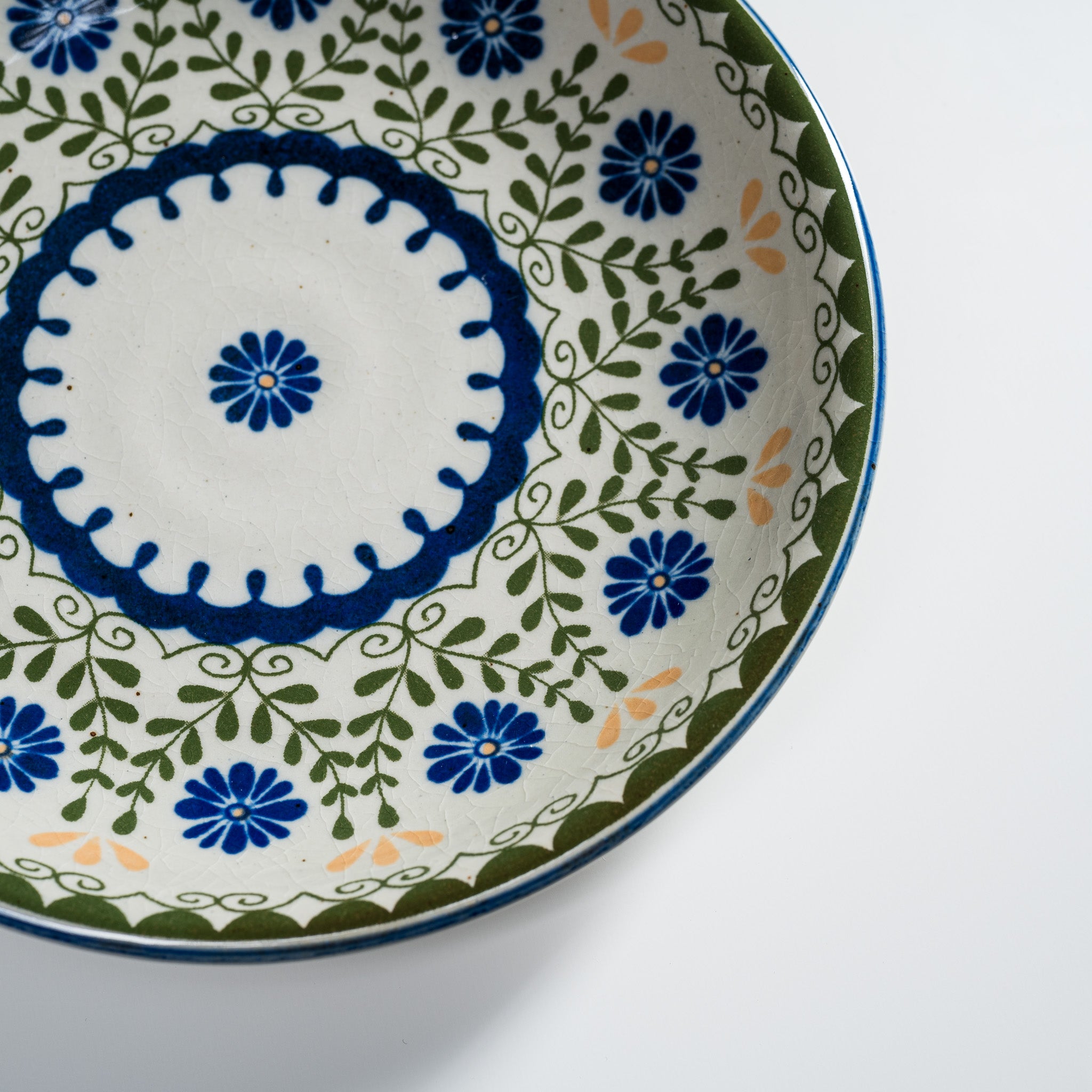 Blue Flower Garden Series Ceramic Plate 20cm - Japanese Mino Ware for Dining, Decor & Gifts | Elegant Tableware for Restaurants, Home & Special Occasions