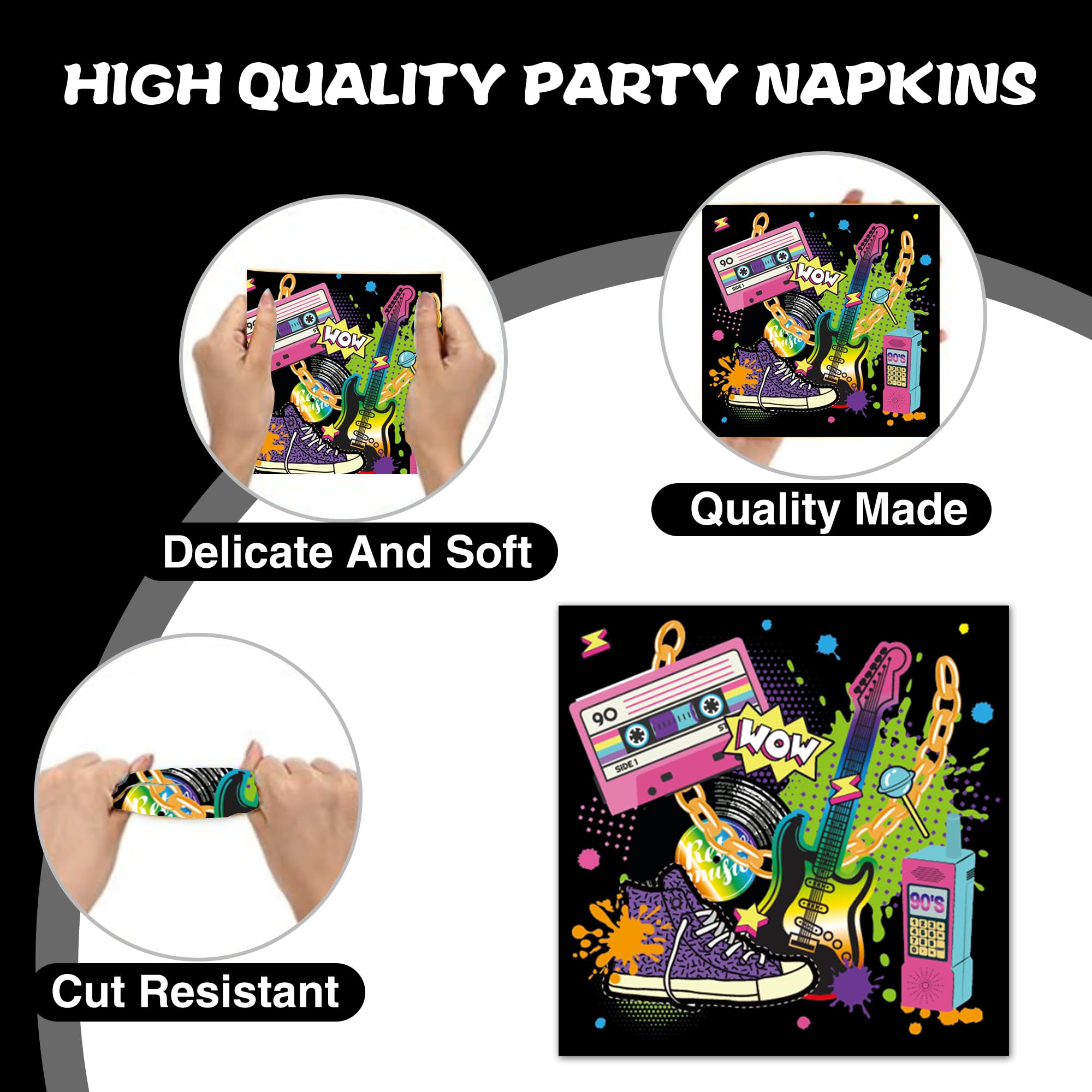 40Pcs Hip Hop Party Napkins - Disposable Paper Napkins for Hip Hop Theme Party Supplies, Luncheon, BBQ, and Birthday Celebrations