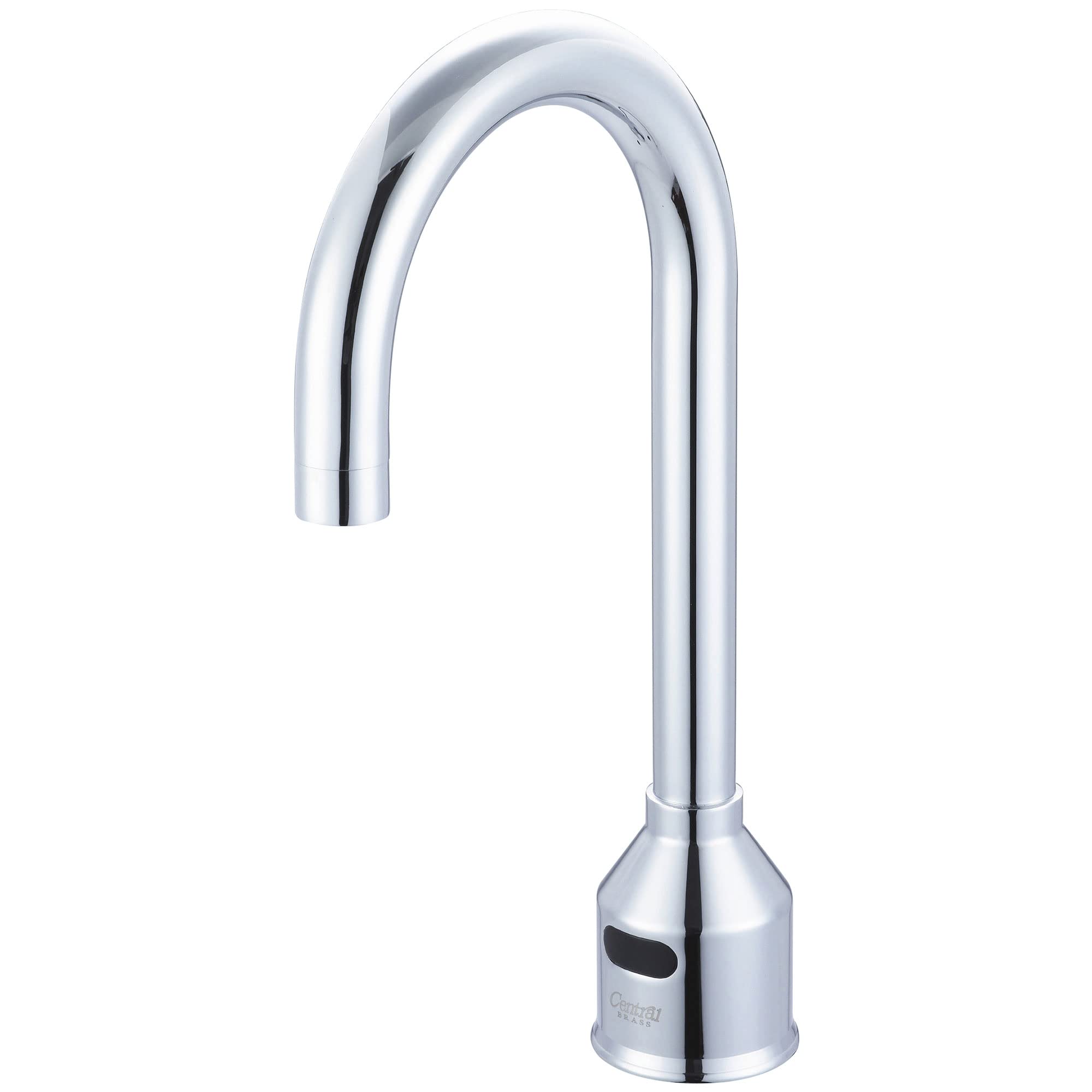Central Brass 2096-LM Single Hole Gooseneck Deck Mount Sensor Faucet in Chrome - Modern Touchless Kitchen Sink Faucet for Hygienic Hand Washing & Dish Rinsing