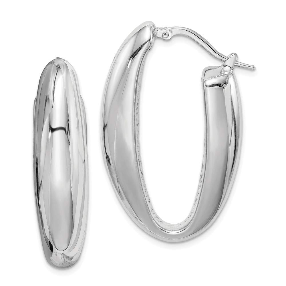 Sterling Silver Polished Rhodium Plated Hollow Hoop Earrings for Women - Lightweight & Hypoallergenic Jewelry for Everyday Wear, Parties & Gifts