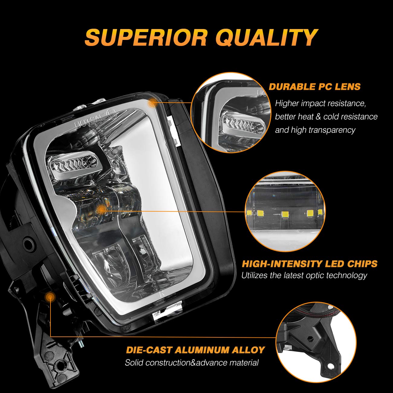 Auxbeam DOT Approved LED Fog Lights for Dodge Ram 1500 (2013-2018) - Bright Bumper Driving Lamps, Chrome Housing - Perfect for Night Driving & Off-Road Adventures