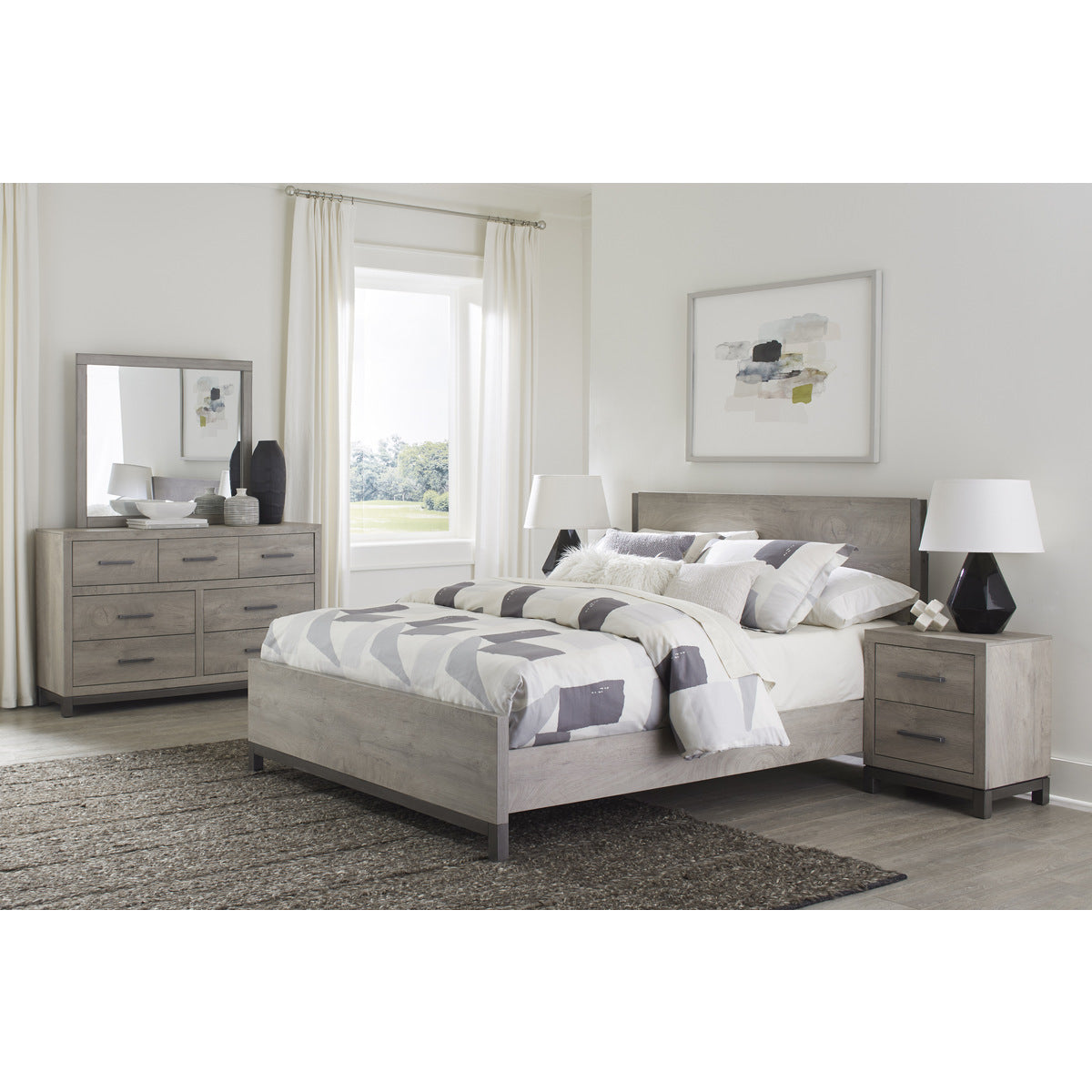Gray & Light Gray 2 Drawer Nightstand - Premium Melamine, Wood & Engineered Wood Bedside Table for Bedroom, Living Room, or Office