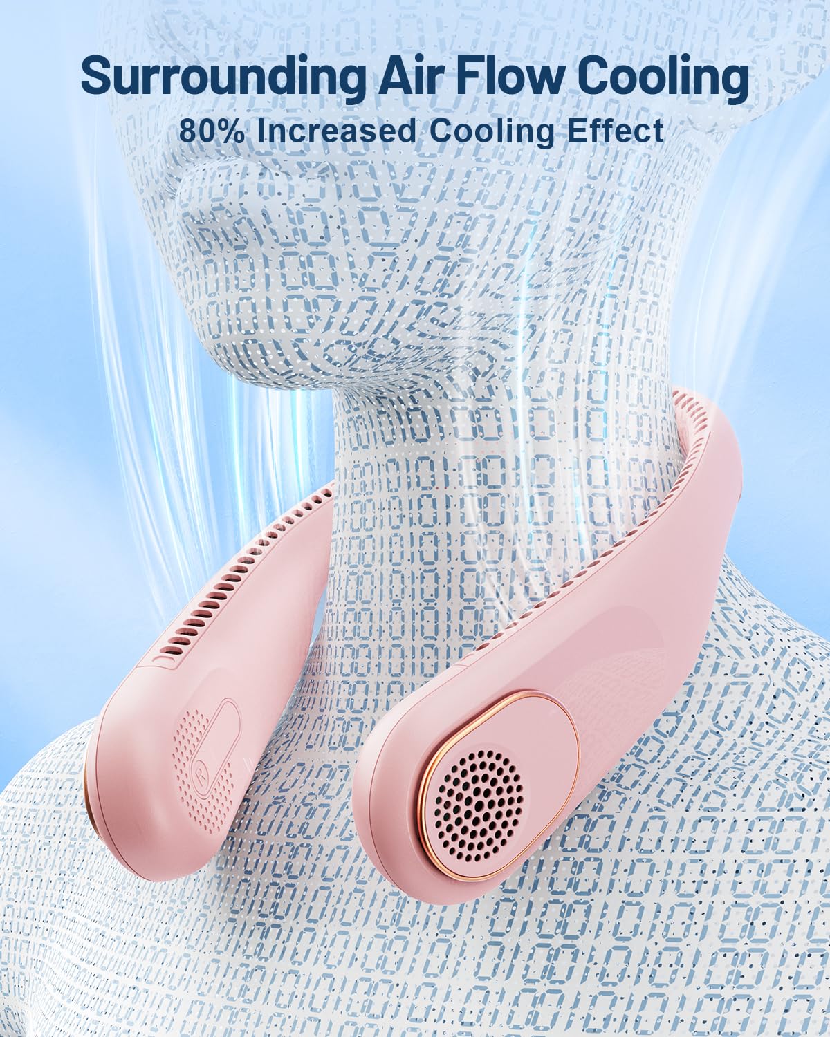 SWEETFULL 360° Bladeless Neck Fan - Portable USB Rechargeable Personal Cooling Fan with 4000mAh Battery | Hands-Free Wearable Fan for Travel, Office, Gym, Outdoor Activities | Perfect Gift for Men, Women, Parents