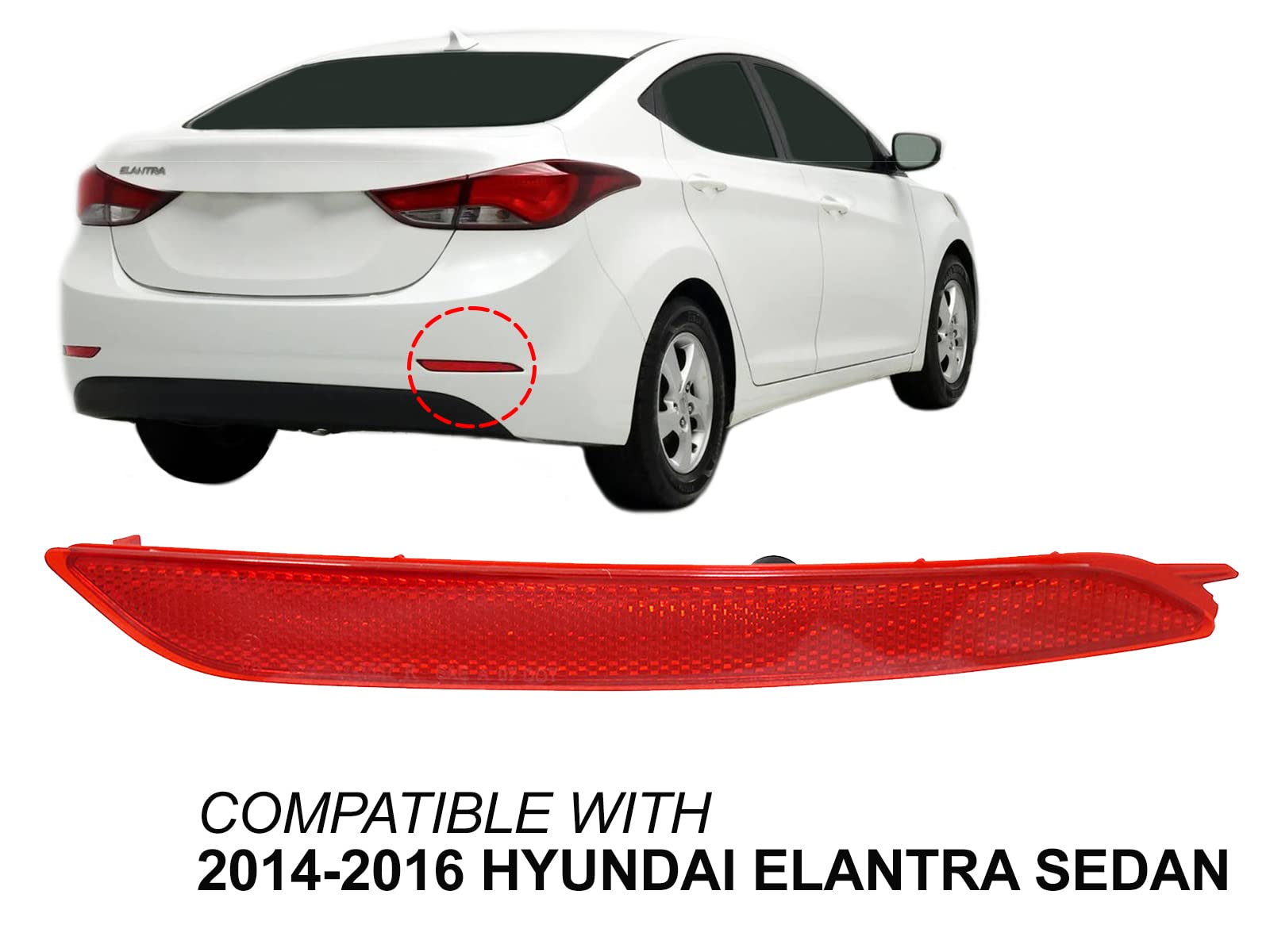 APA Replacement Rear Bumper Reflector for 2014-2016 Hyundai Elantra Sedan - Right Passenger Side (Part# 924063X200 HY1185114) | Durable Auto Accessory for Night Safety & Style Enhancement