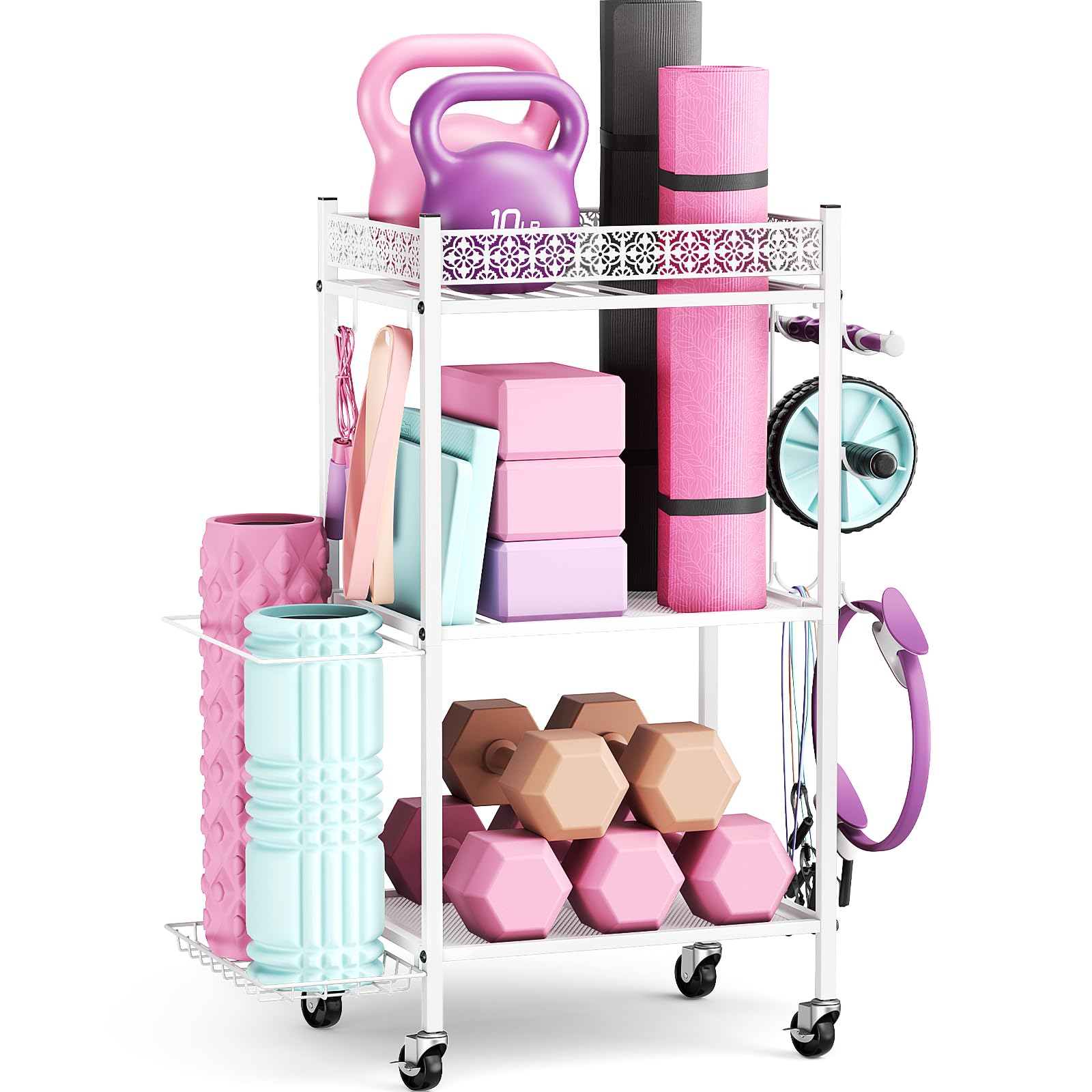 Yoga Mat Storage Rack - Home Gym Organizer for Yoga Mats, Foam Rollers & Fitness Equipment | Space-Saving Workout Gear Holder for Home Exercise & Yoga Studios