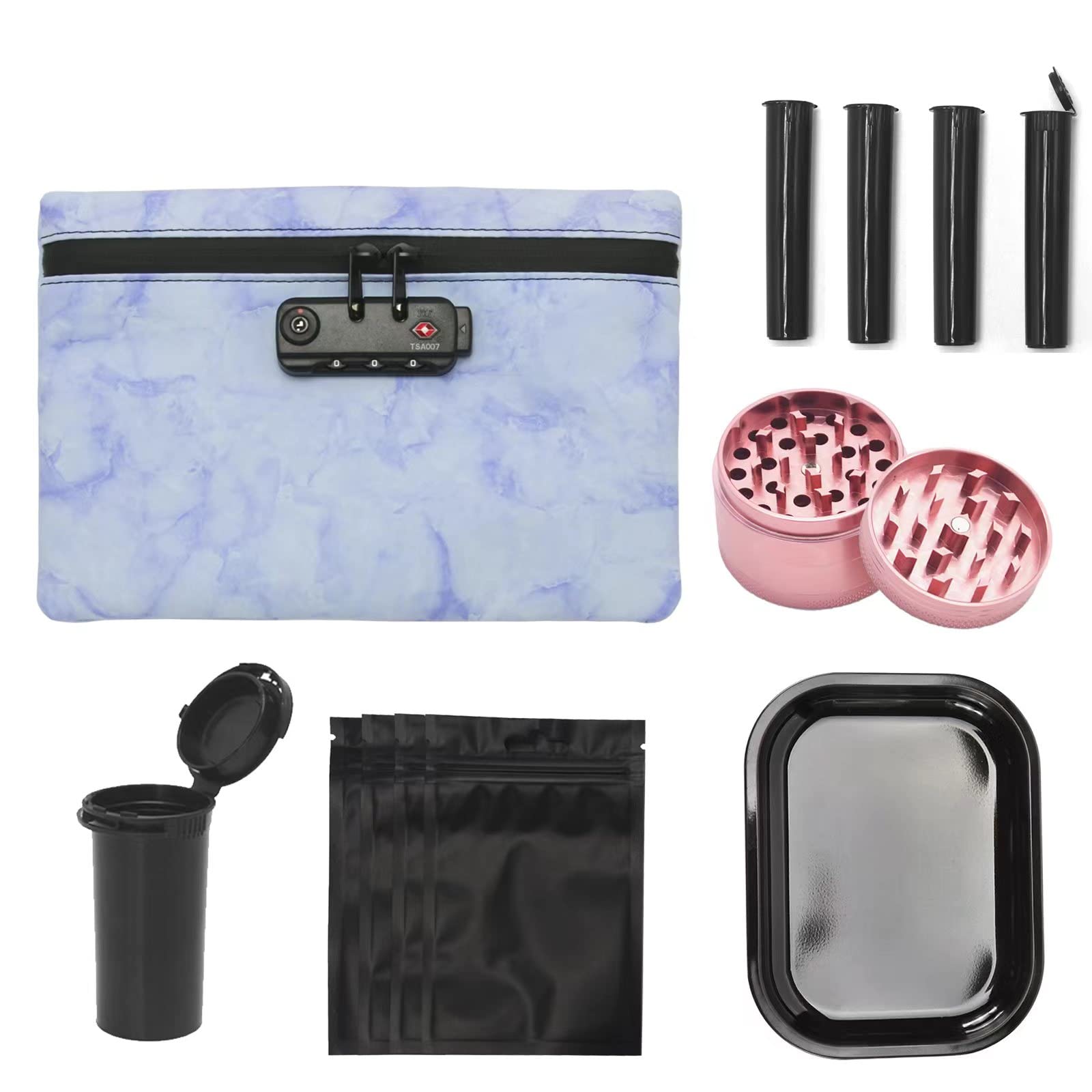 GEEDUD 6-Piece Marble Purple Handbag Set - Stylish Women's Tote, Crossbody & Clutch Purse Collection for Work, Travel & Evening Out