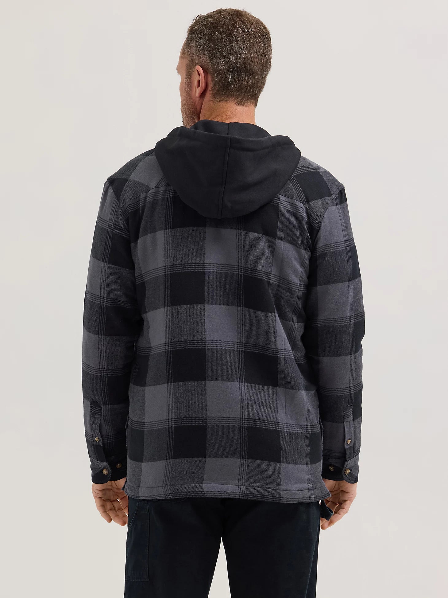 Wrangler® RIGGS Workwear® Hooded Flannel Jacket - Black Plaid for Men | Durable Workwear for Outdoor Jobs & Casual Wear