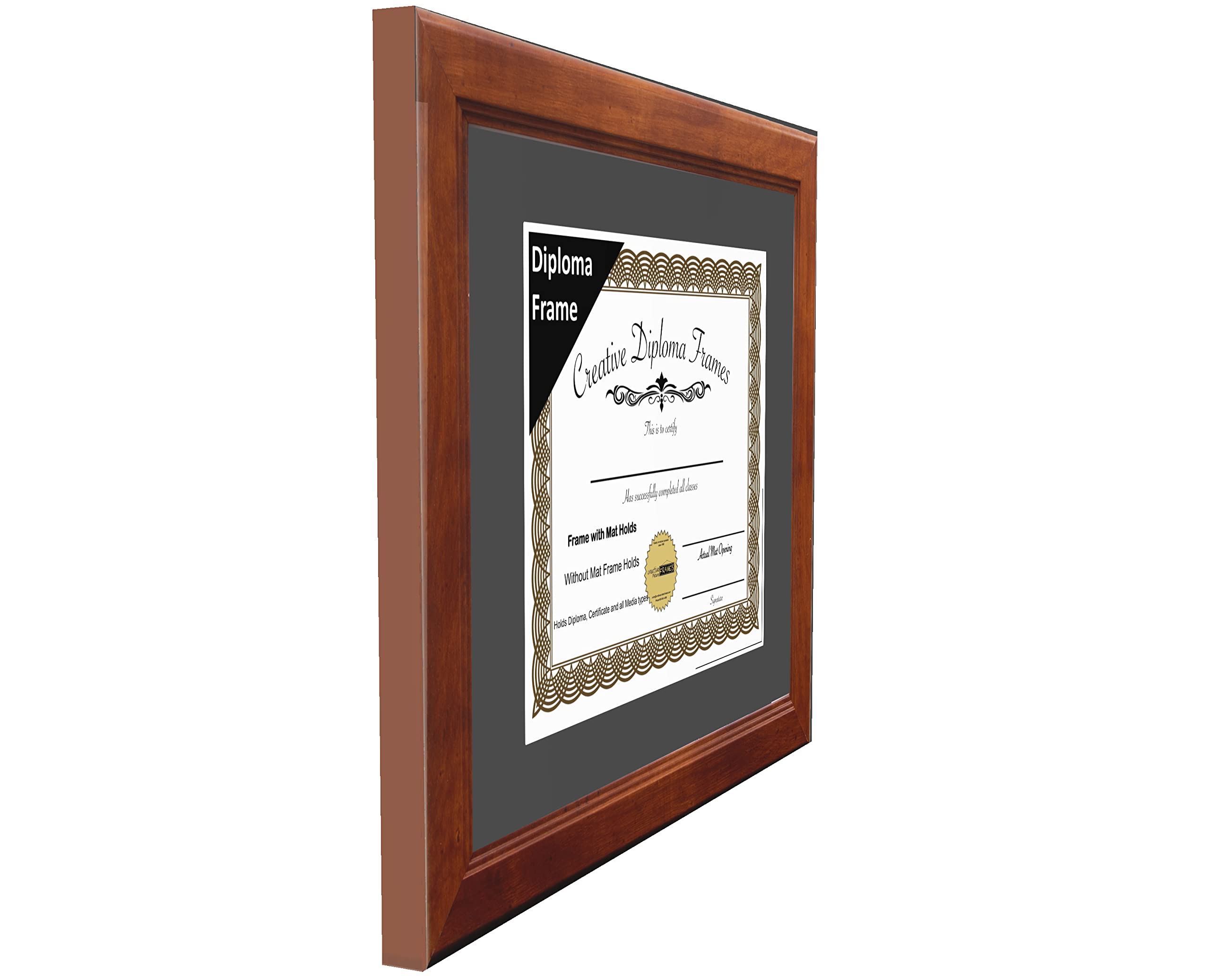 10x12 Walnut Finish Creative Picture Frame with Black Mat, Glass, Easel & Wall Hangers - Holds 11x14 Photos & Diplomas | Perfect for Graduation Gifts, Home Decor & Office Display