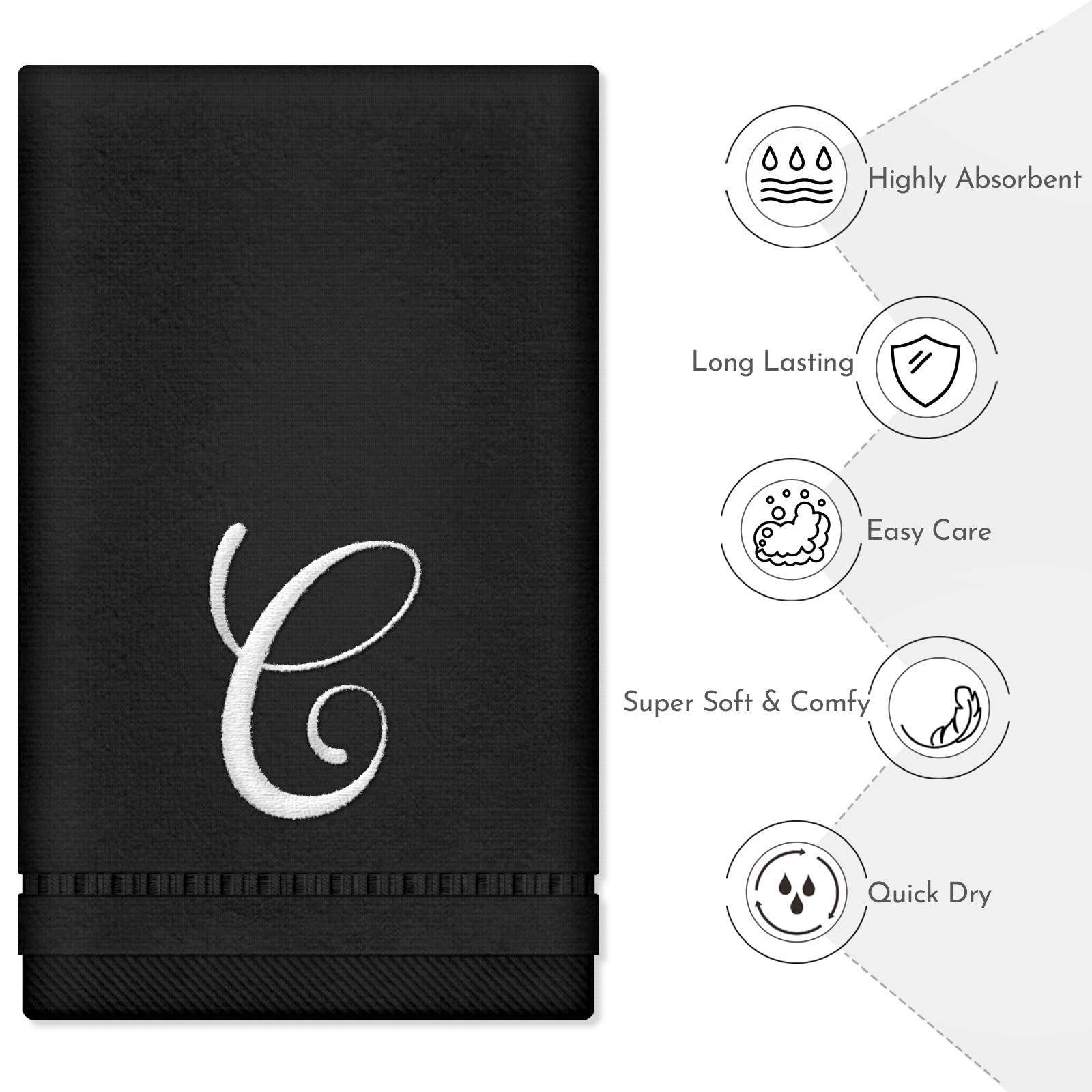 Personalized Monogrammed Hand Towels Set of 2 - 100% Cotton Embroidered Bathroom Towels 11