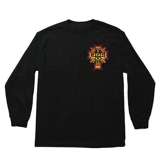 Dogtown Cross Fade Long Sleeve T-Shirt for Men - Black Cotton Graphic Tee - Streetwear & Skate Style - Perfect for Casual Wear, Skateboarding & Urban Fashion