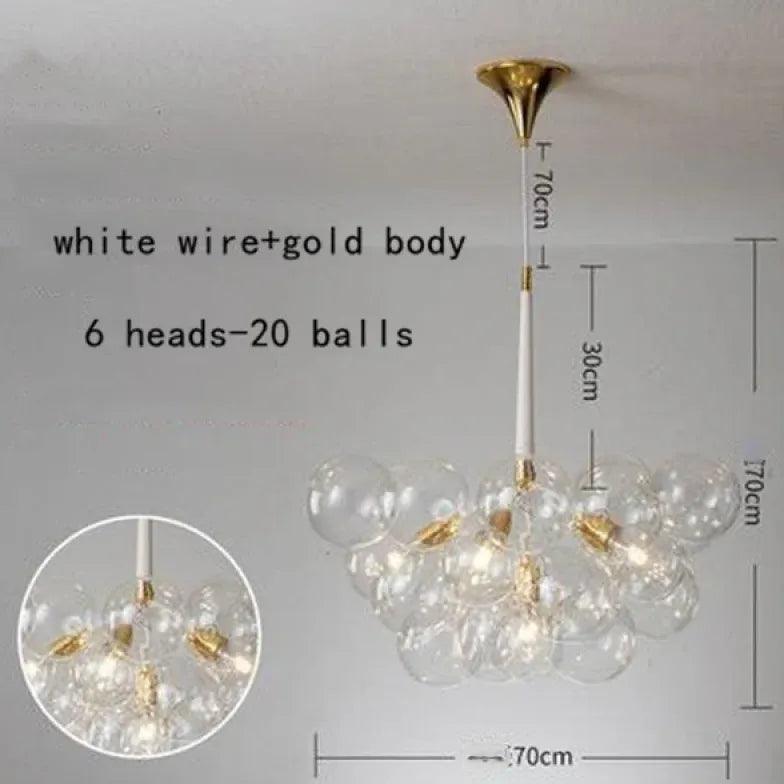 Elegant Transparent Glass Bubble Chandelier - Modern Artistic Lighting Fixture for Dining Room, Living Room & Bedroom Decor