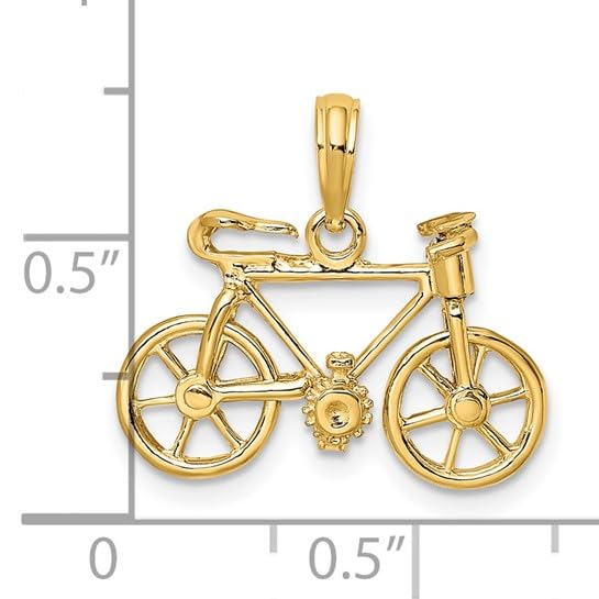 14K Yellow Gold Bicycle Charm Pendant with Moving Wheels - 3D Cycling Jewelry for Necklace, Gift for Cyclists & Bike Lovers - Perfect for Everyday Wear, Sports & Outdoor Activities