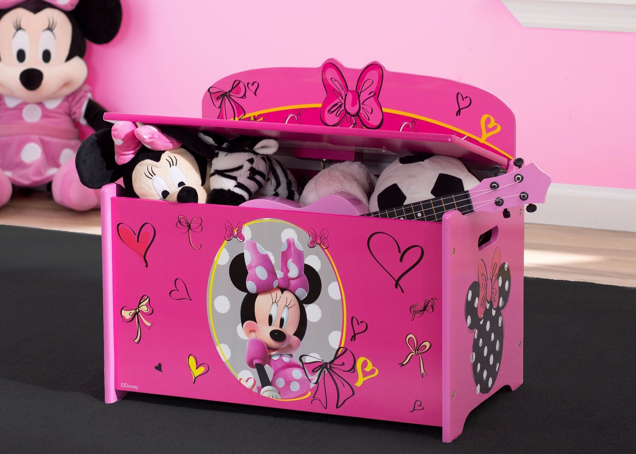 Minnie Mouse Deluxe Toy Storage Box - Kids Room Organizer for Toys, Books & Clothes - Perfect for Disney Themed Nursery & Playroom Decor