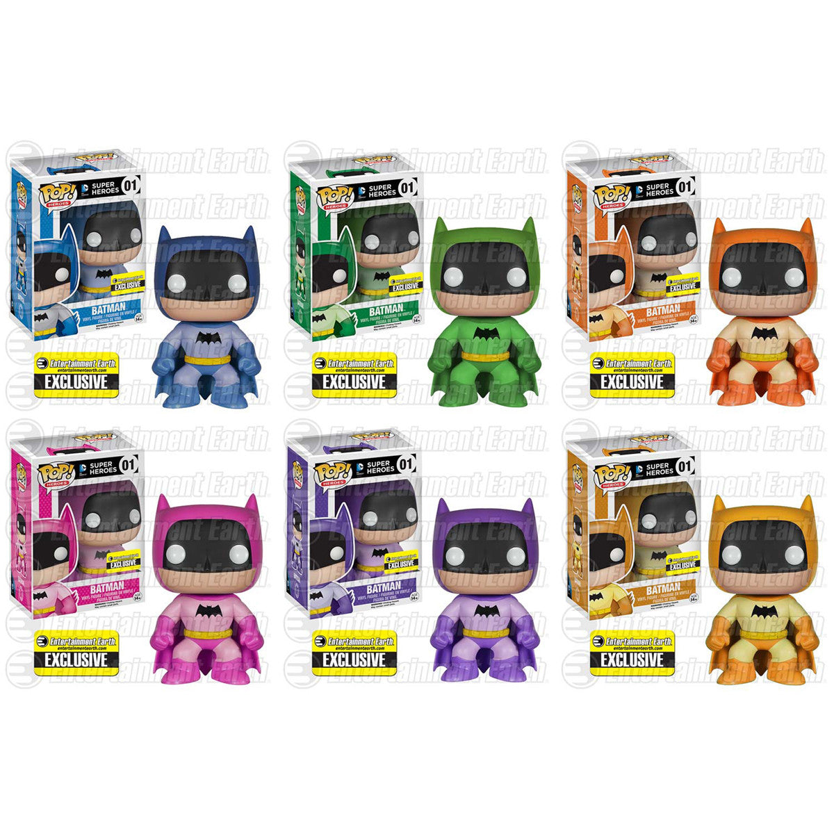 DC Universe Pop! Vinyl Figure Batman 75th Anniversary Rainbow Set - Entertainment Earth Exclusive Collectible - Perfect for Superhero Fans & Comic Book Display Collections