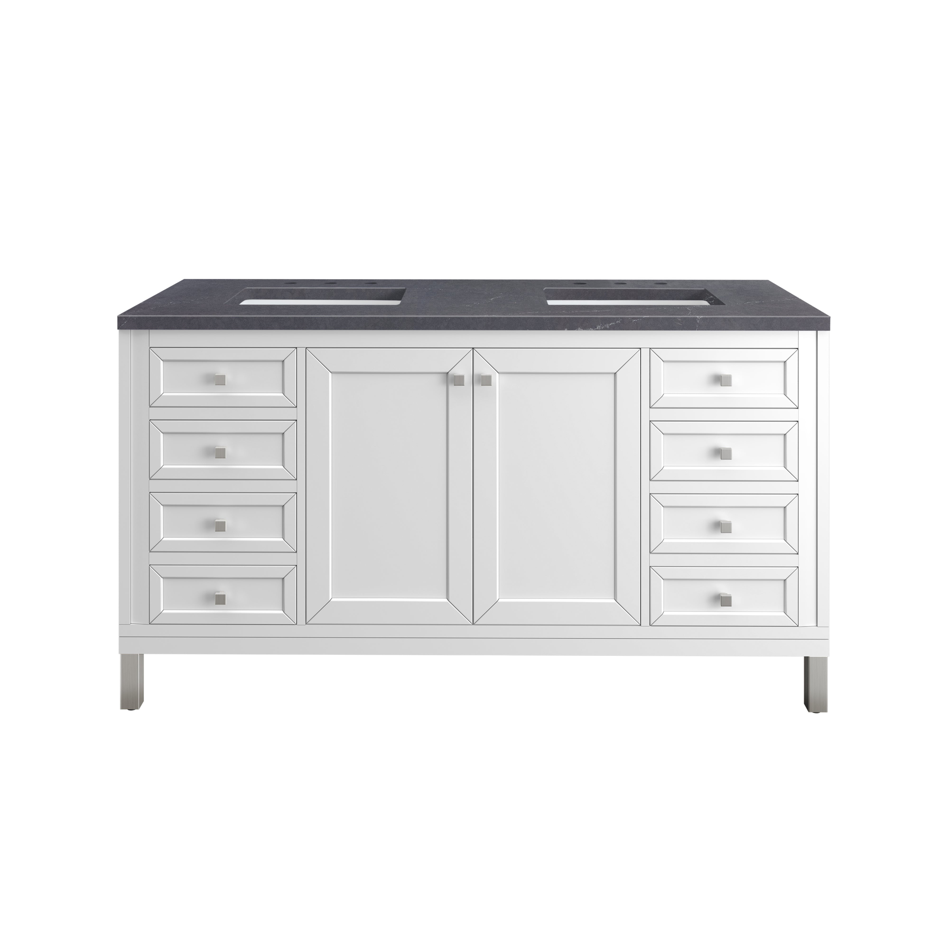 Chicago Knobs and Legs Set for V60 in Brushed Nickel - Premium Cabinet Hardware for Kitchen & Bathroom Renovation