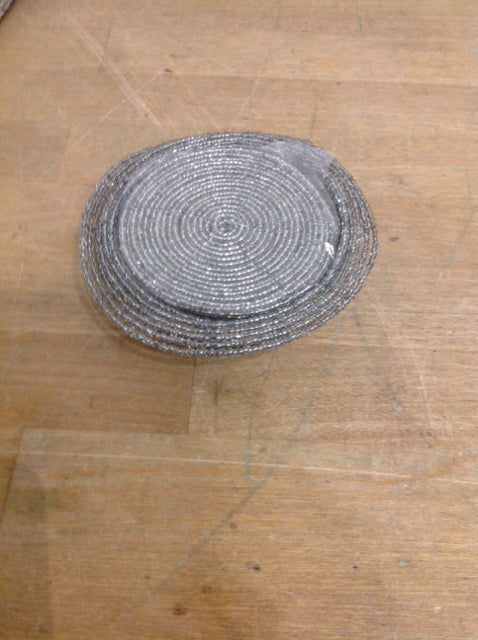Set of 6 Elegant Silver Beaded Coasters for Drinks - Premium Stainless Steel Cup Protectors for Coffee Table, Bar & Home Decor