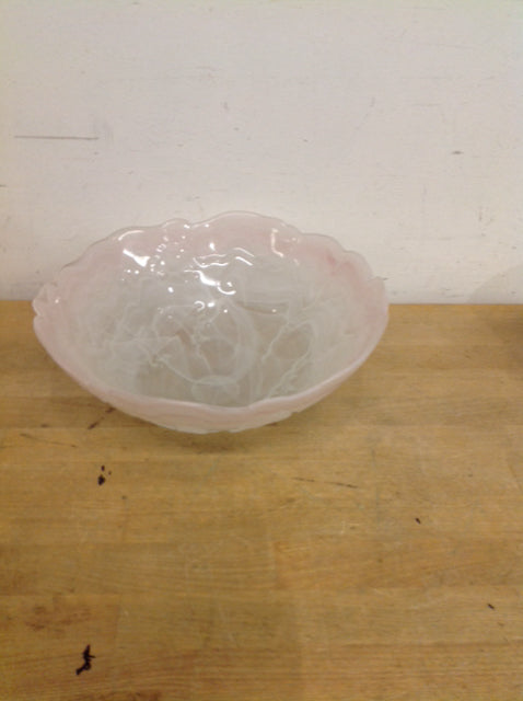Elegant Frosted Pink Art Glass Bowl - Handcrafted Decorative Serving Bowl for Desserts, Fruits & Centerpieces - Perfect for Weddings, Parties & Home Decor
