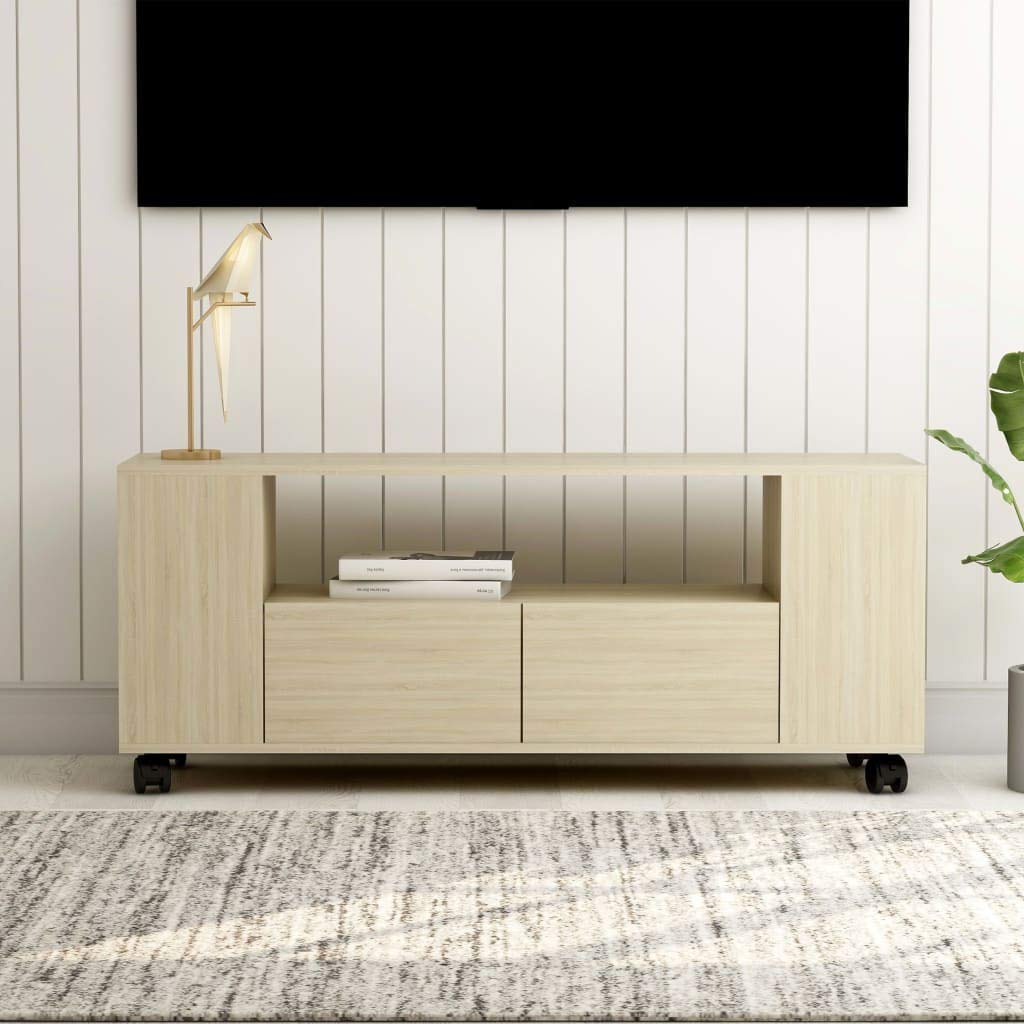 Modern Farmhouse TV Stand with 2 Drawers & Open Shelf - 47.2