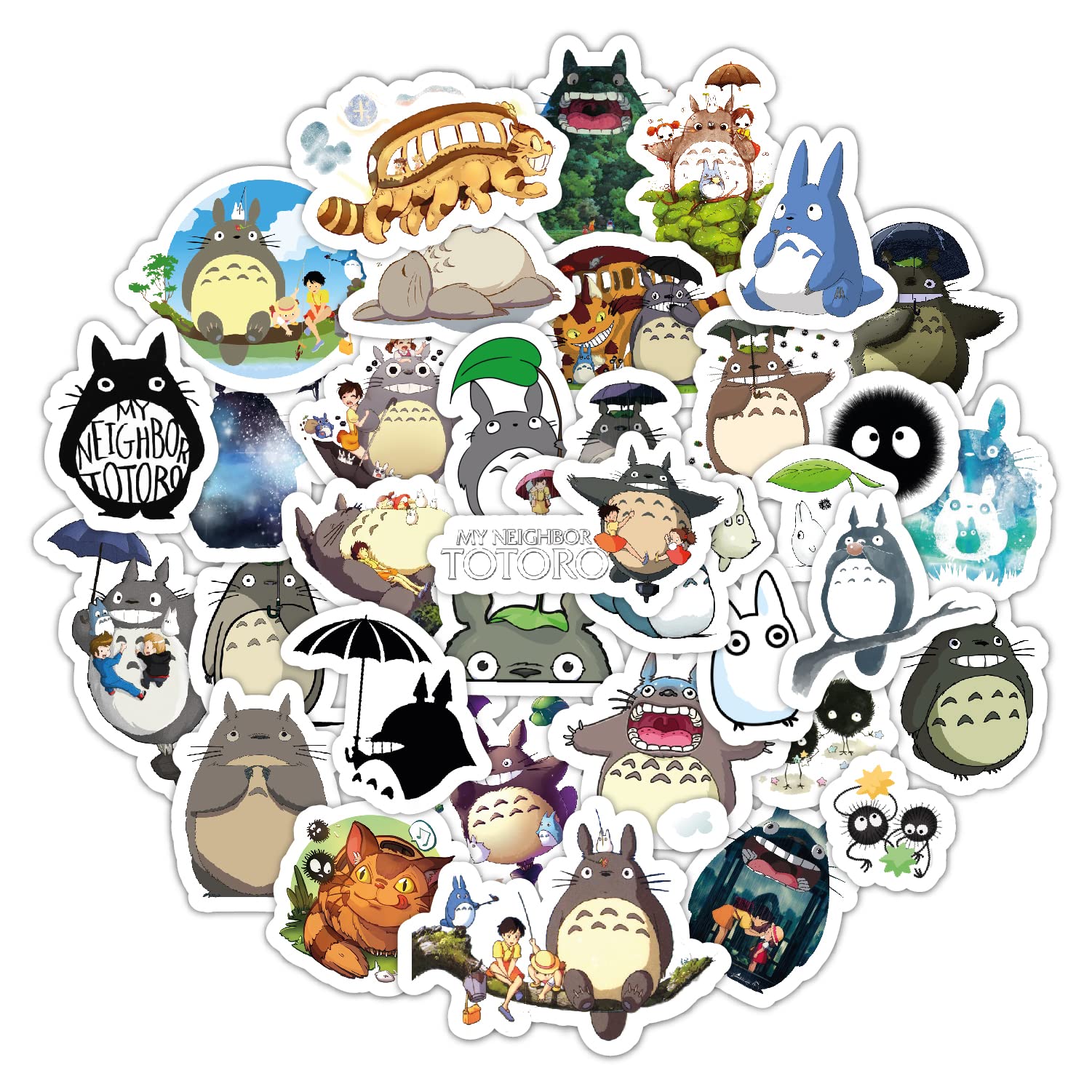 BulbaCraft 35 Pcs My Neighbor Totoro Stickers - Waterproof Anime Vinyl Stickers for Adults with Strong Adhesive | Perfect for Laptops, Skateboards, Water Bottles & Notebooks | Cute Japanese Cartoon Decals for Gifts & Personalization