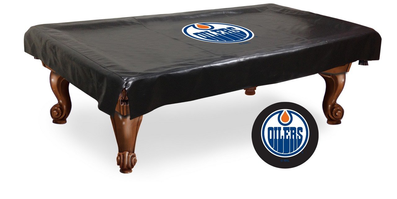 Holland Bar Stool Co. 8-Foot Edmonton Oilers NHL Licensed Billiard Table Cover - Waterproof Pool Table Protector for Game Room, Man Cave & Sports Bar Decor