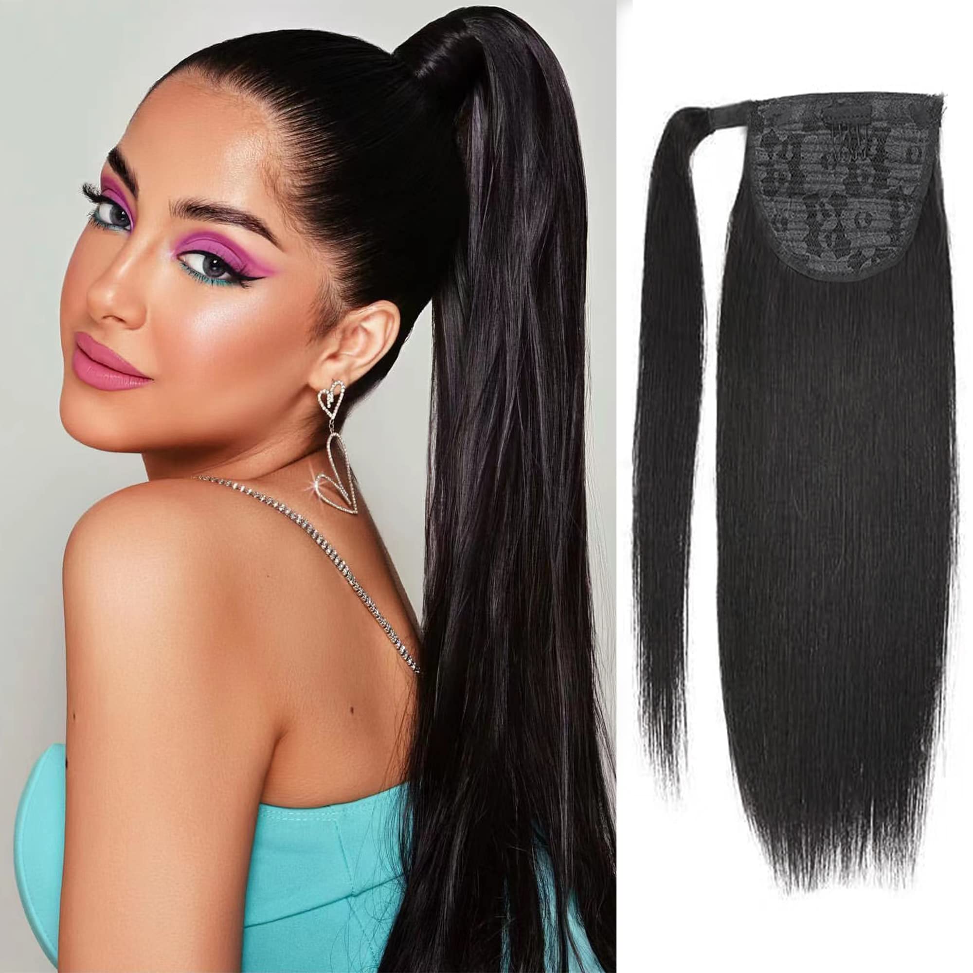 Natural Human Hair Ponytail Extensions for Black Women - Straight & Curly Afro Puffs with Drawstring Wrap | Perfect for Protective Styles, Everyday Wear & Special Occasions