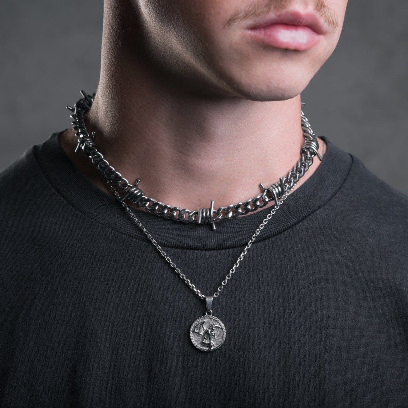 Fallen Angel Medallion Pendant Necklace - Gothic Jewelry for Men & Women - Perfect for Halloween, Cosplay, and Dark Fashion Accessories