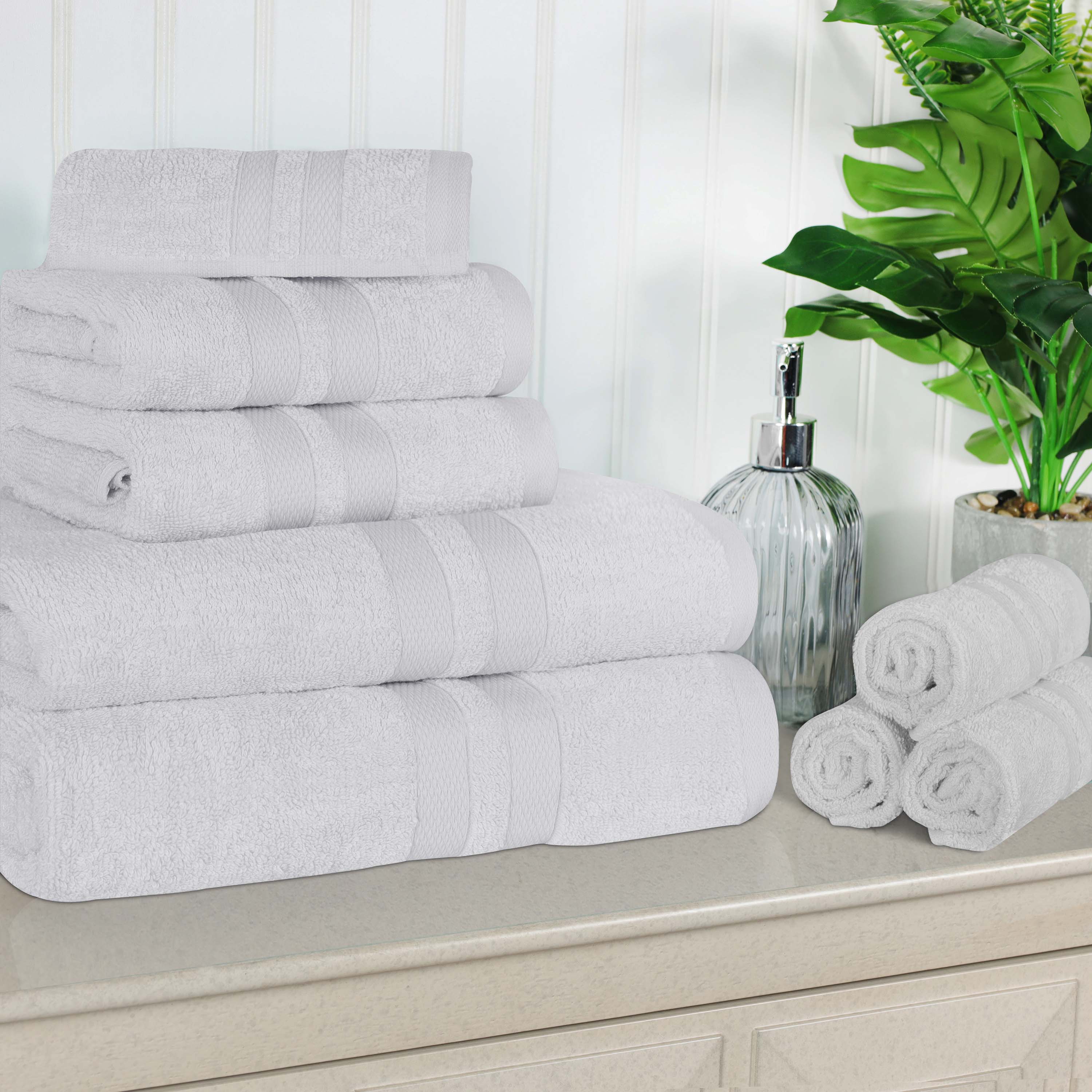 Ultra Soft Cotton Absorbent 8-Piece Towel Set - Premium Bath & Hand Towels for Spa, Gym, and Home Use - Quick Dry & Highly Absorbent