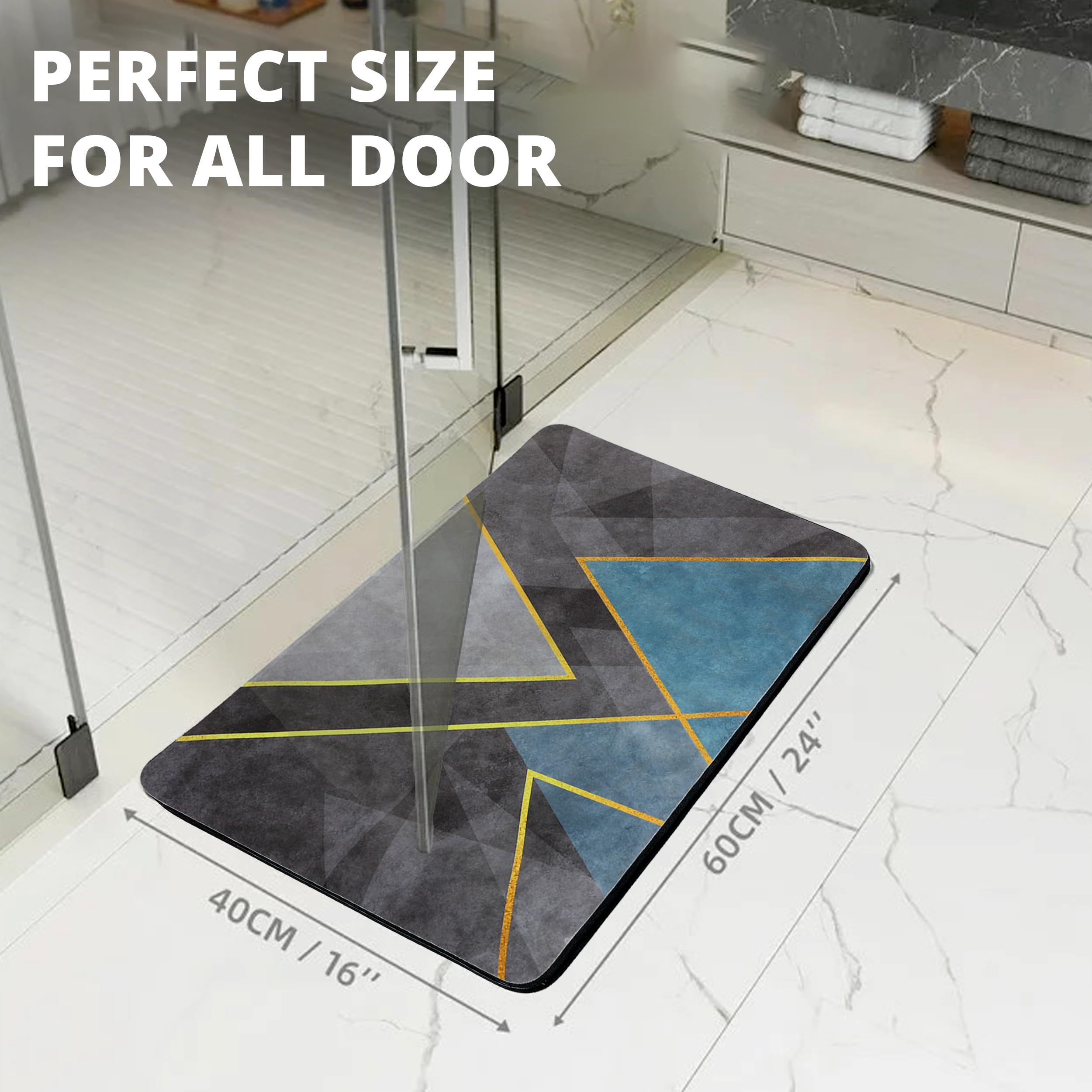 Ultra Thin Bath Mat 4 in 1 Set – 2X Super Absorbent Bath Mats with Soap Dishes | Foldable Quick-Dry Bathroom Rug (24x16 Inches) | Non-Slip, Stylish & Machine Washable | Perfect for Bathroom, Shower & Spa Use