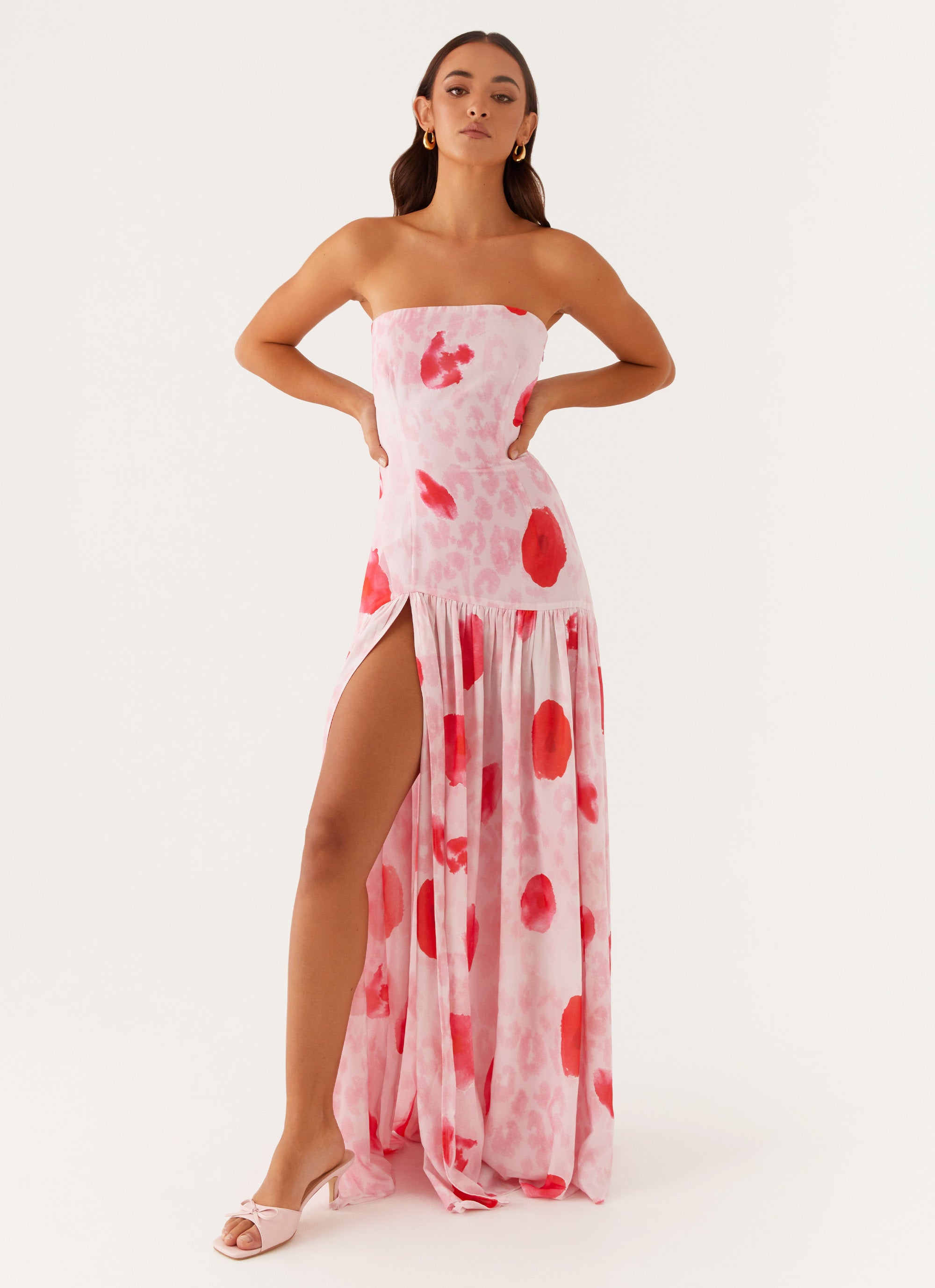 Eden Strapless Maxi Dress - Rose Leopard Print Long Formal Evening Gown for Women | Perfect for Weddings, Prom, Cocktail Parties & Special Occasions