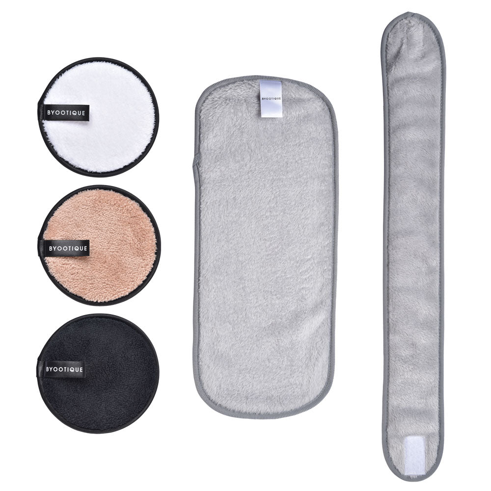 TheLAShop Reusable Makeup Remover Pads & Headband Towel Set - 3 Pack for Gentle Skin Care & Spa Day at Home