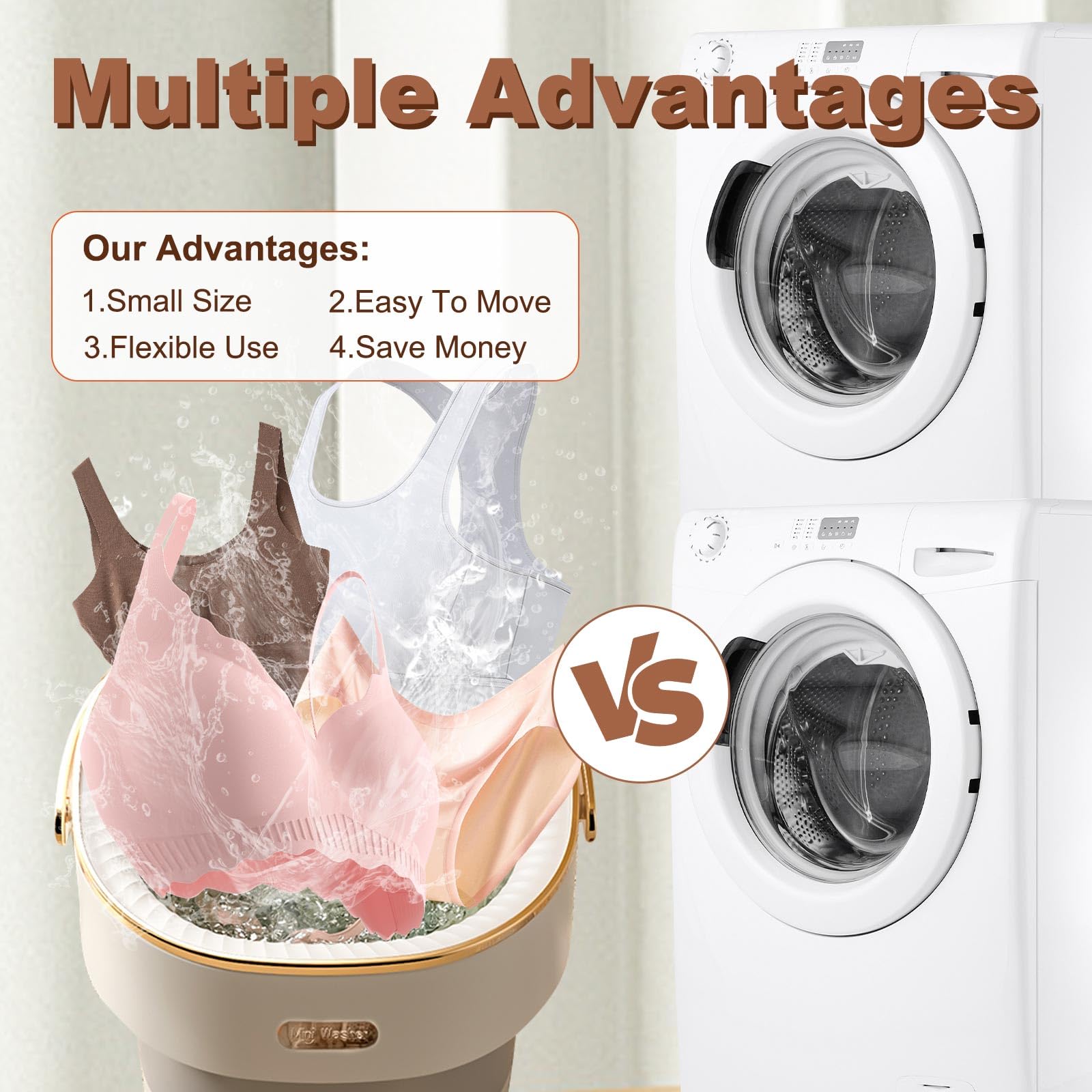 Portable Mini Washing Machine 13L with Spin Basket - Foldable Travel Washer for Underwear, Baby Clothes & Socks - Perfect for Camping, Dorms, Apartments & RV Life - Compact Laundry Solution for Small Spaces