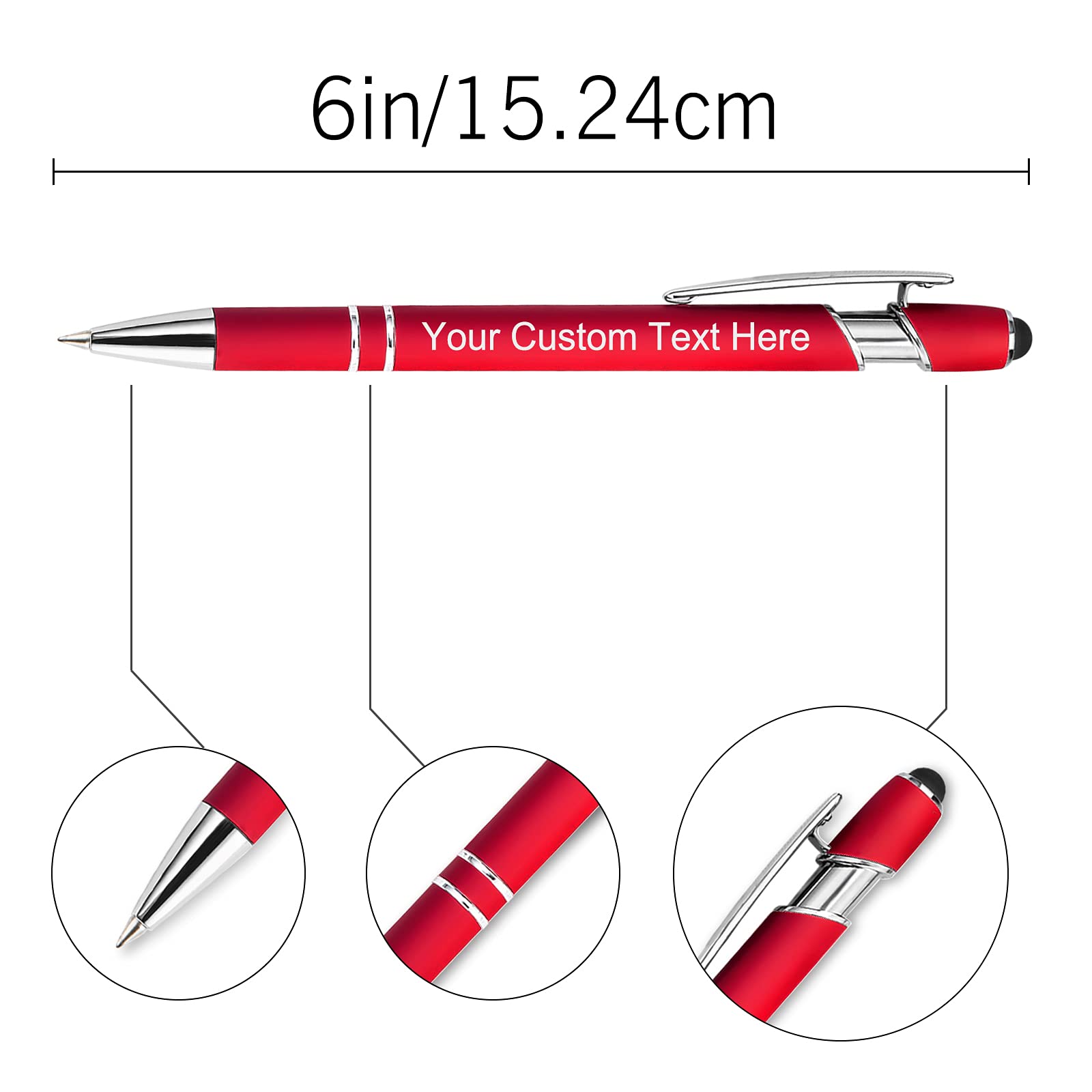 150 Pcs Personalized Custom Pens Bulk - Free Engraving with Name/Message - Custom Ballpoint Pens & Stylus for Business, Office, Graduation - Unique Gifts for Men, Women - Christmas, Birthday Presents (Red) - Perfect for Corporate Events, Promotions & Special Occasions