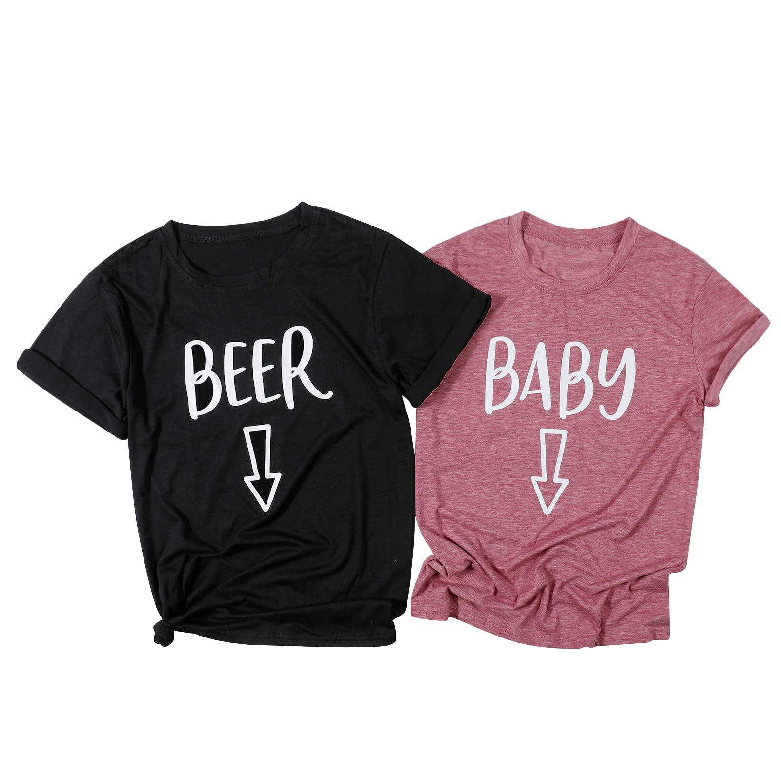 QLIPIN Funny Pregnancy Announcement T-Shirts for Dad and Mom - Matching Maternity Couple Shirts for Gender Reveal & Baby Shower - Cute Pregnancy Reveal Gift Idea for Expecting Parents