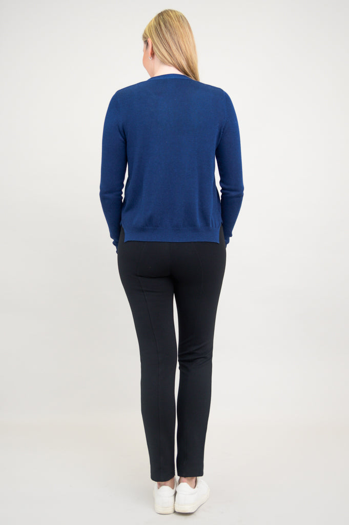 Jessica Sweater Women's Indigo Blue Bamboo Cotton Blend Knit Top - Soft & Breathable for Casual Wear, Office & Fall Outfits