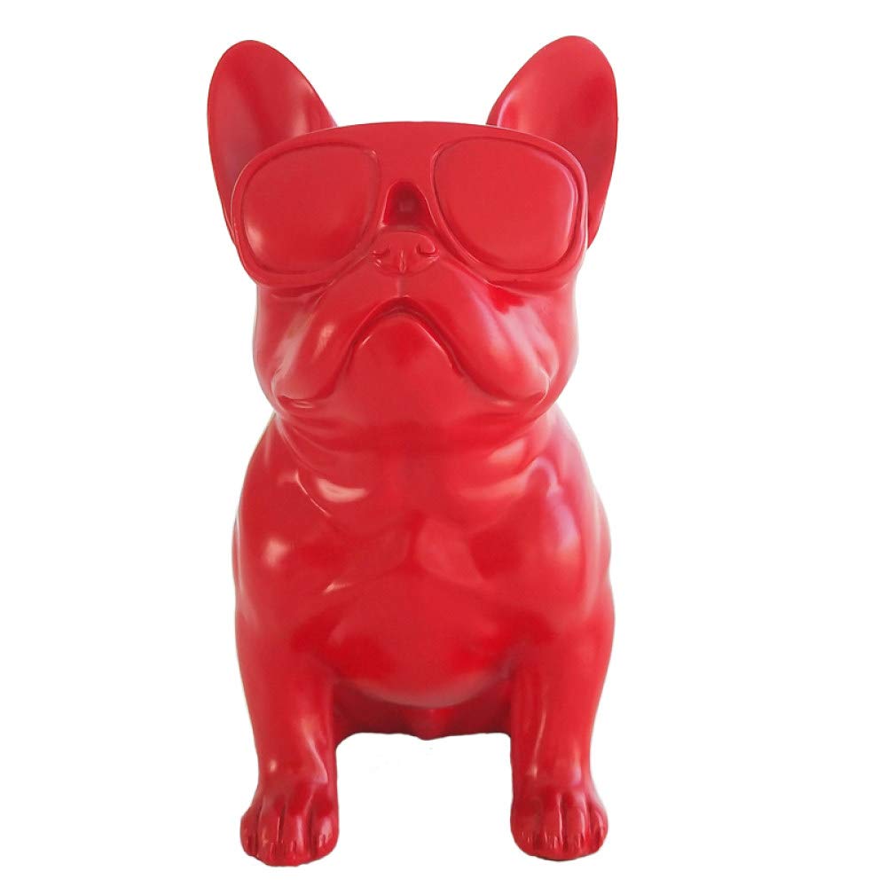 Creative Resin French Bulldog Statue with Red Glasses - Handcrafted Animal Figurine, Home Decor Collectible for Living Room, Coffee Table, Office Desk | Unique Gift Idea for Dog Lovers & Interior Design