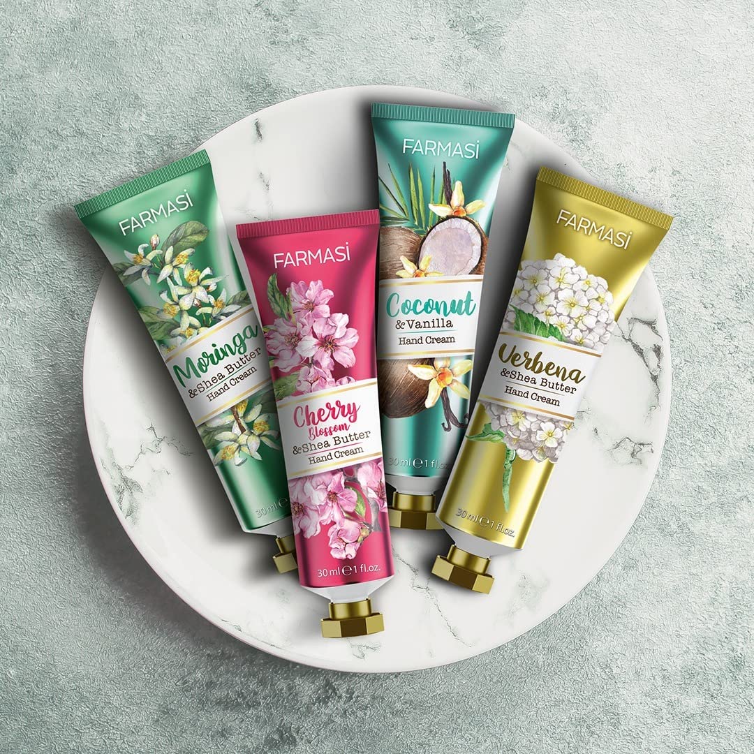 Farmasi Cherry Blossom & Shea Butter Hand Cream - 30ml/1 fl.oz. Moisturizing Hand Lotion for Dry Skin - Perfect for Office, Travel & Daily Hydration