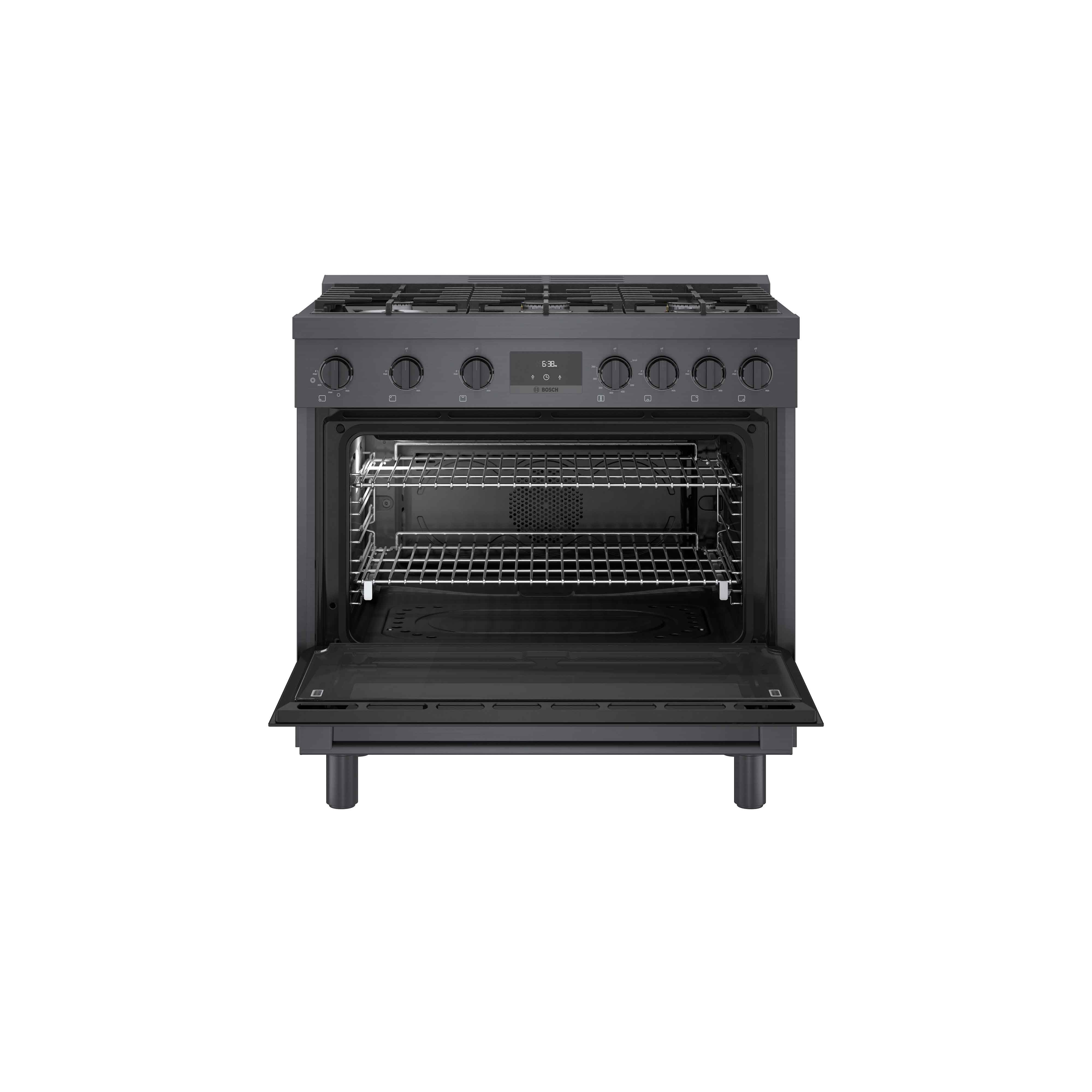 Bosch 36-Inch Industrial Style Gas Range with Black Stainless Steel Finish - HGS8645UC | Professional-Grade Kitchen Appliance for Home Chefs & Serious Cooks