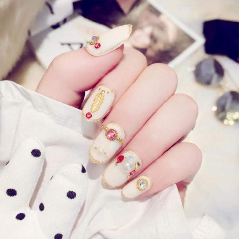 24pcs False Nails for Women - Summer Beach Glitter Fake Nails with Pearl Designs | DIY Press On Nails for Wedding, Bridal, Party & Special Occasions | Easy to Apply Nail Art Stickers for Manicure & Beauty Enhancement